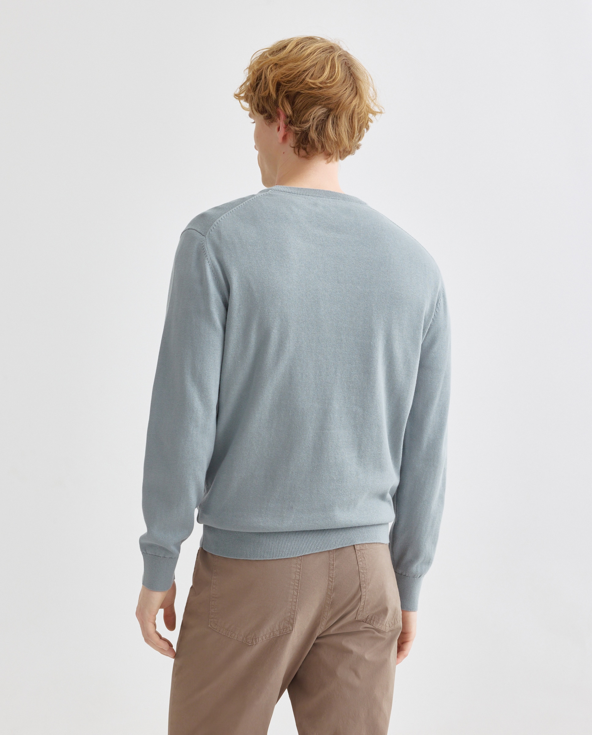 Jersey de hombre cuello caja liso algodón 100% 582 Verde agua-3