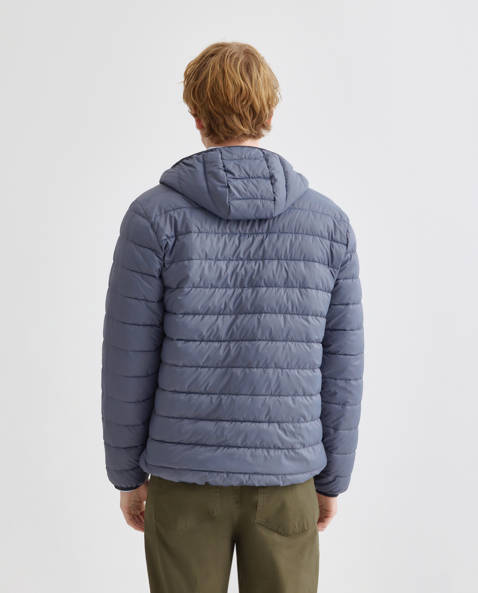 Chaqueta hombre ultraligera capucha con relleno reciclado 400 Azul-3