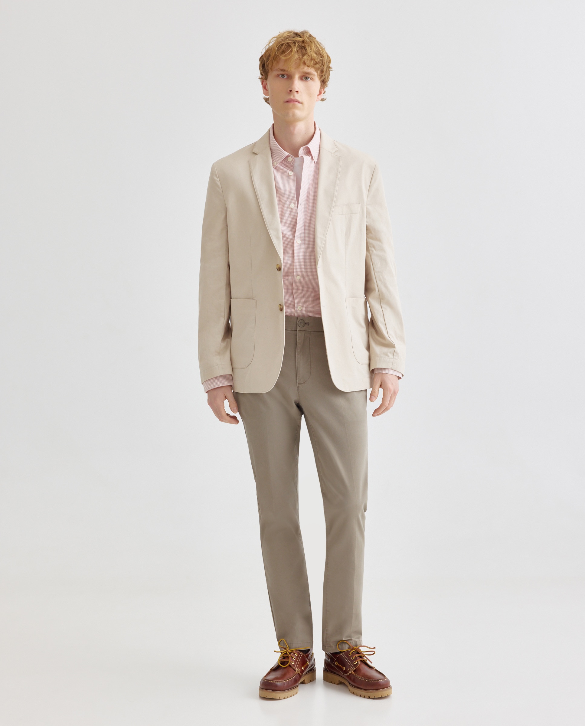 Chaqueta sport de hombre de algodón lisa Marrón-2