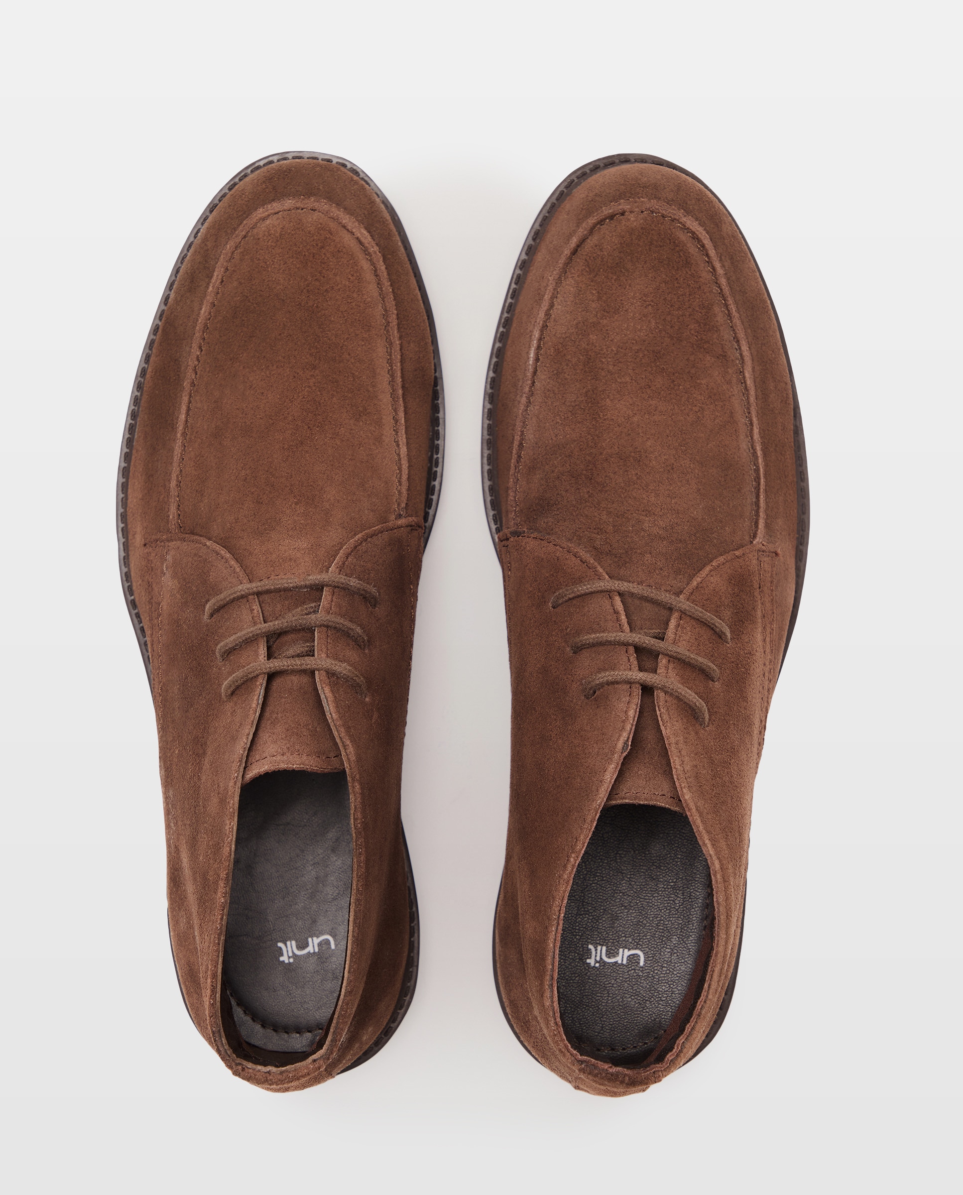 Bota cordones bordon de serraje de hombre con piso de goma Marrón-4
