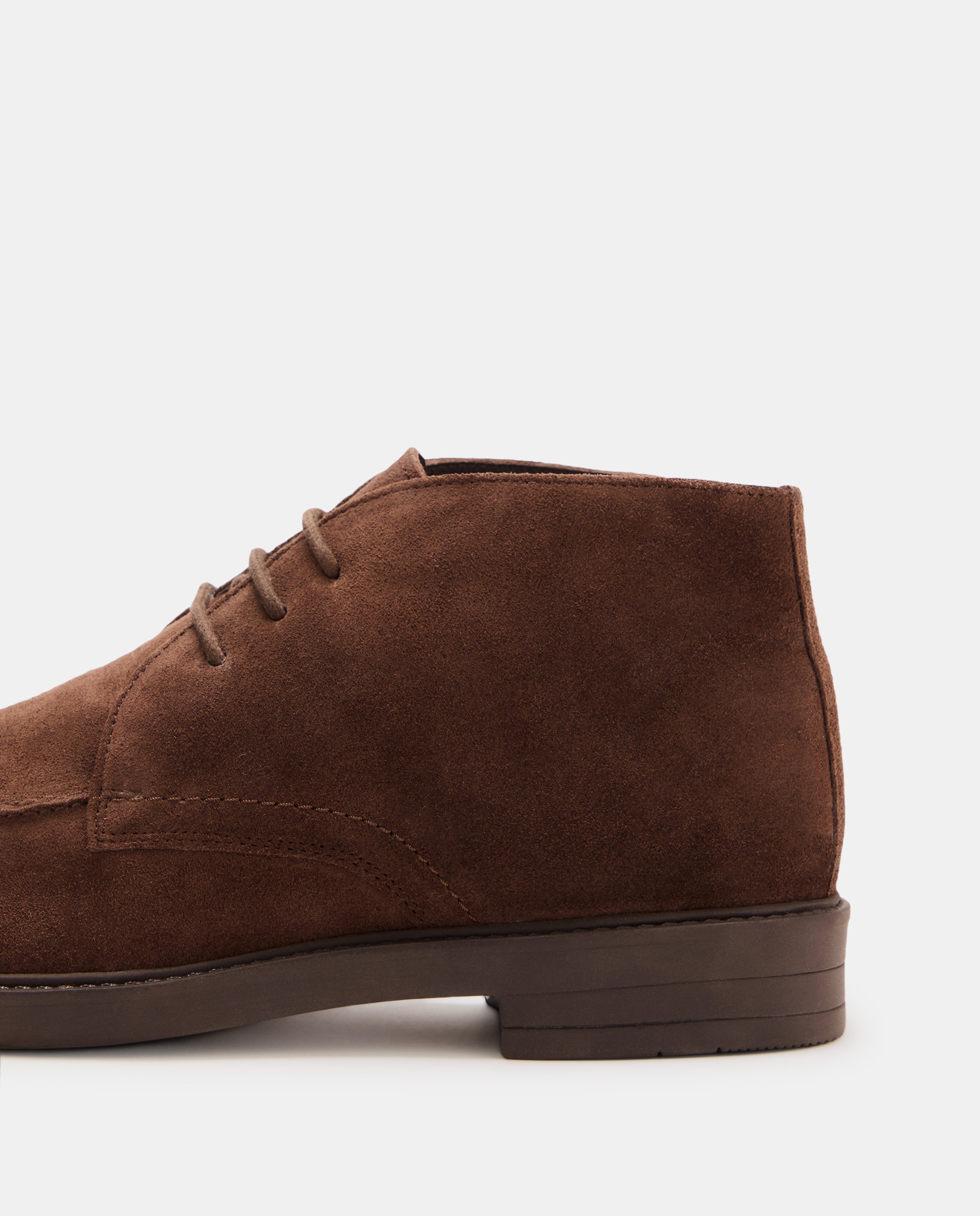 Bota cordones bordon de serraje de hombre con piso de goma Marrón-5