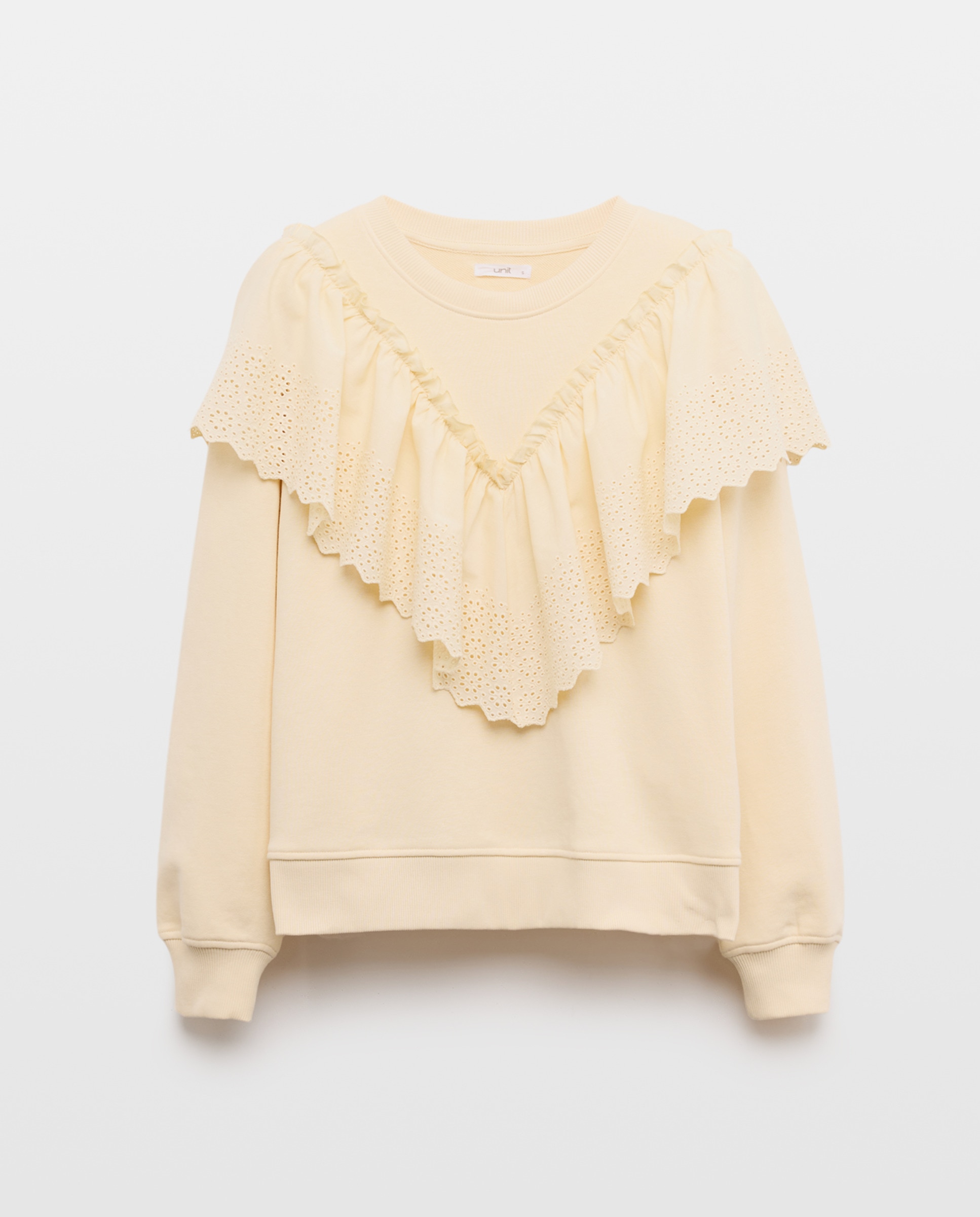 Sudadera de mujer con volante romántico 150 Vainilla-4