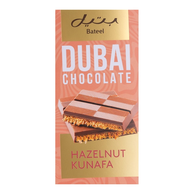 Imagen 0 de Tableta de chocolate con leche kunafa y avellanas Dubái Bateel
