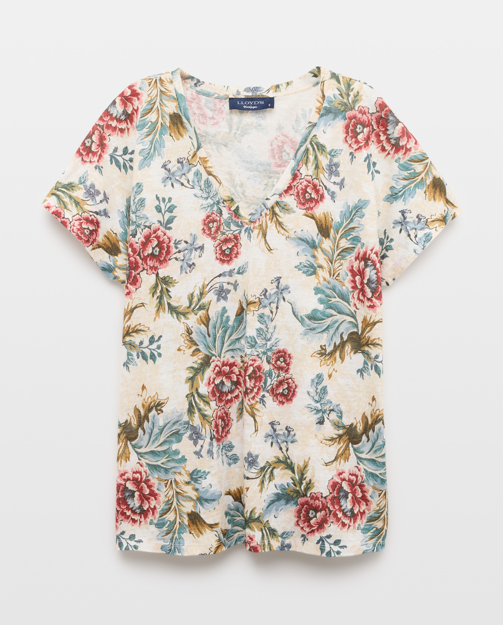 T-shirt de Linho com Manga Curta Branco-4