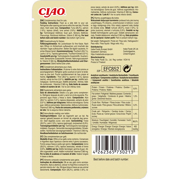 comida húmeda para gatos adultos puré de atún y salmón 40 g