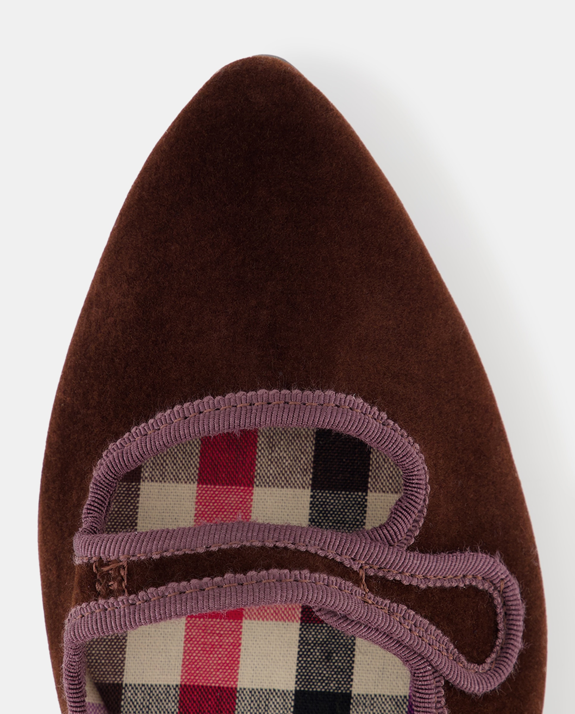 Zapato de mujer de terciopelo botón Chocolate-4