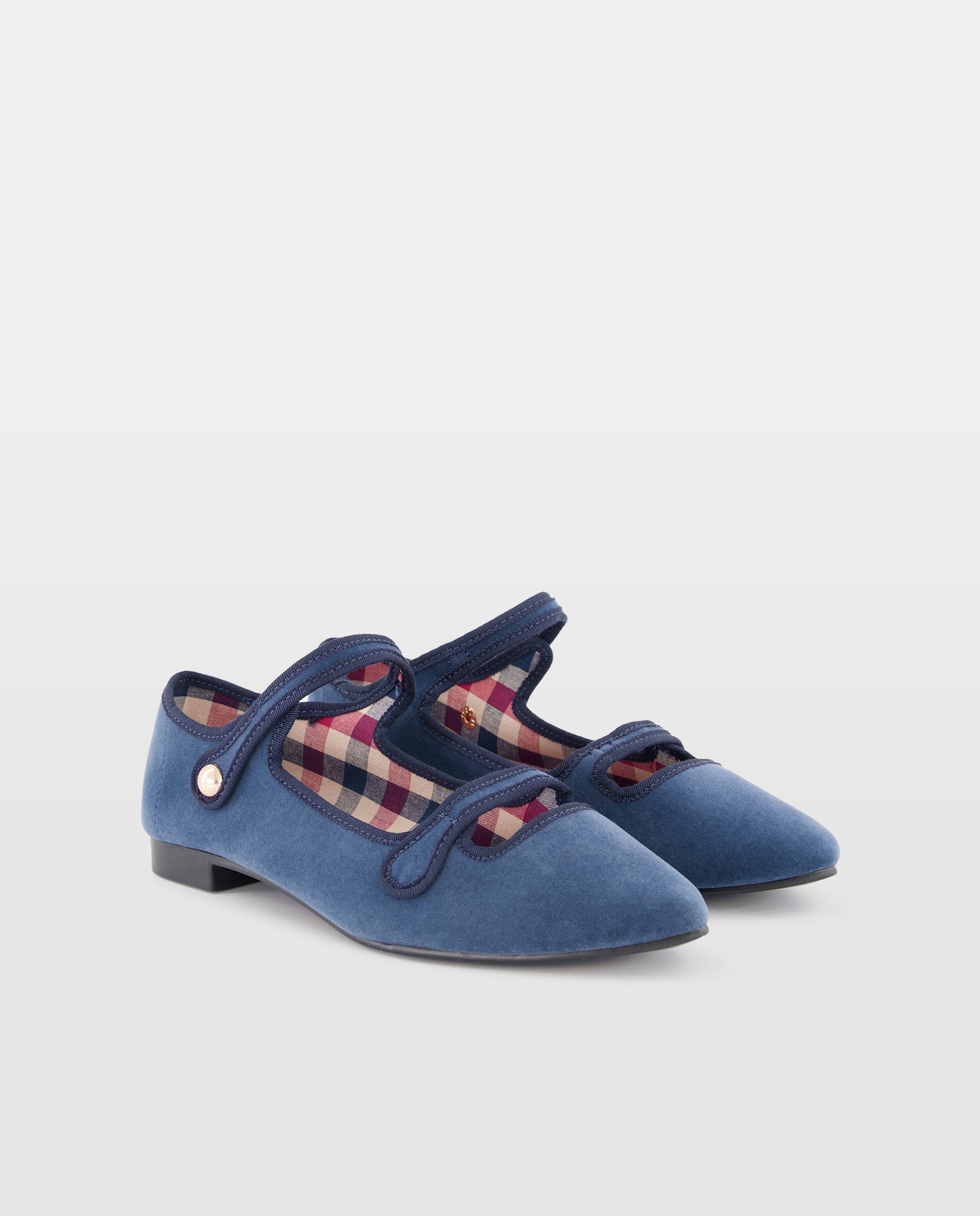 Zapato de mujer de terciopelo botón 400 Azul-2