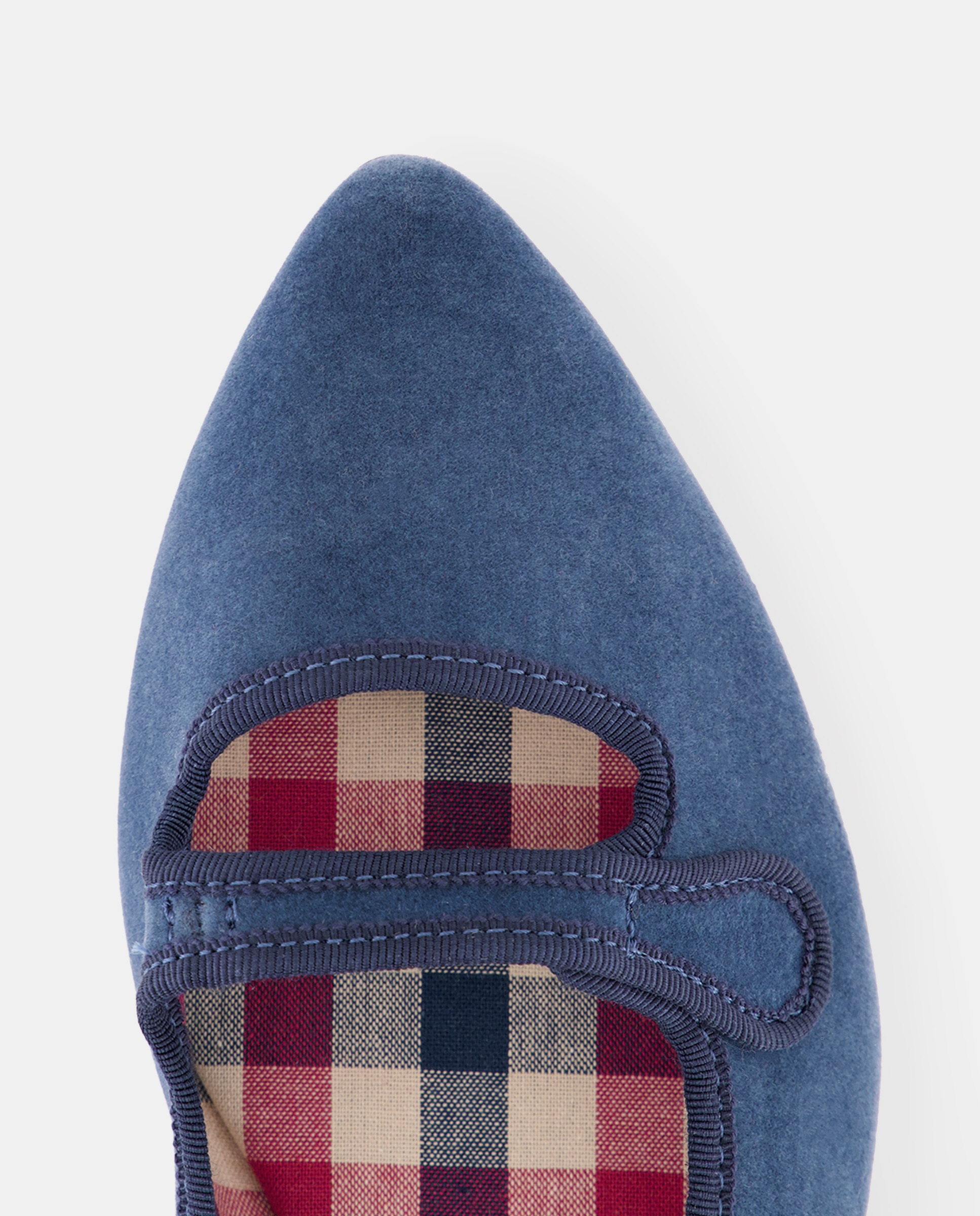 Zapato de mujer de terciopelo botón 400 Azul-4