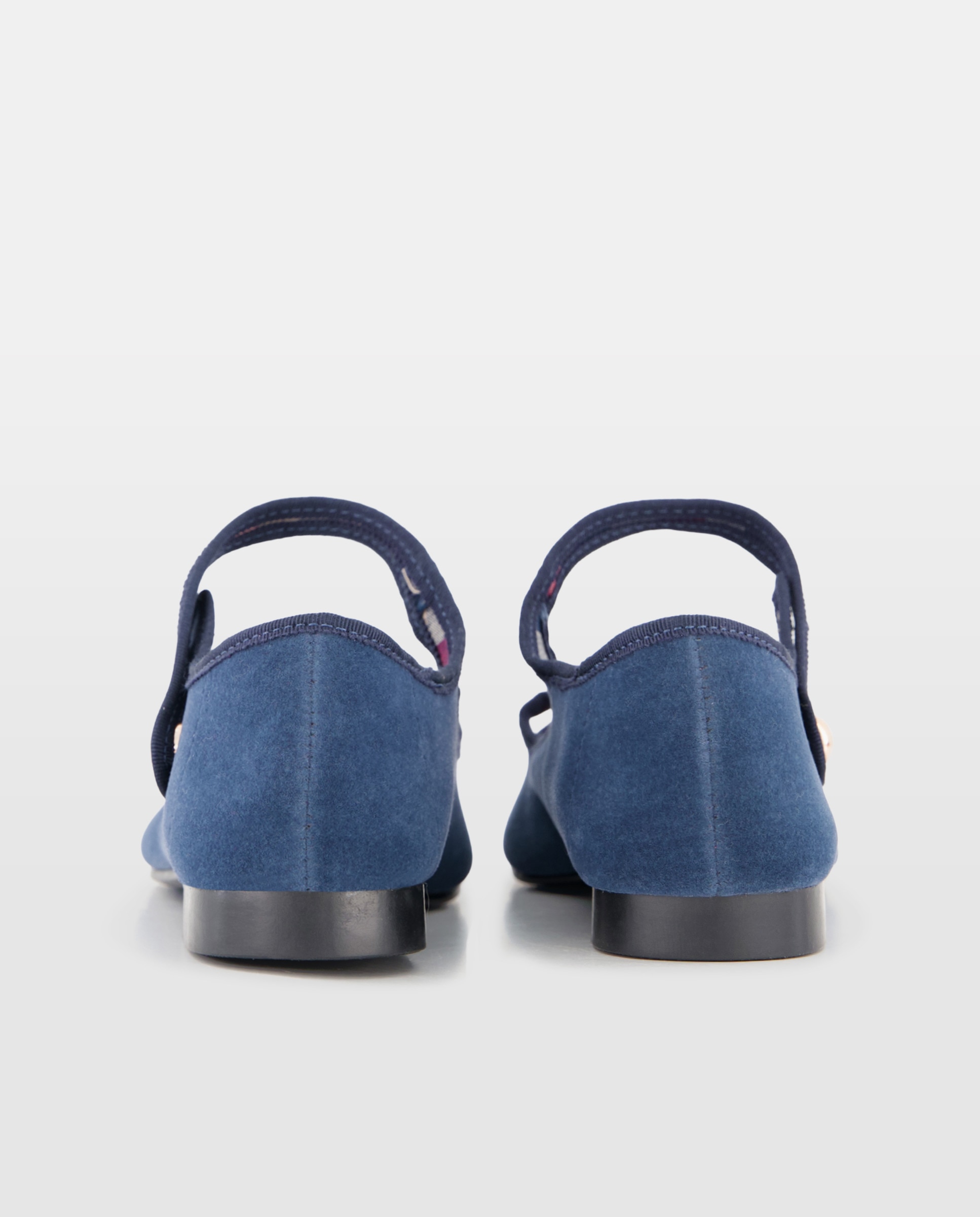 Zapato de mujer de terciopelo botón 400 Azul-3