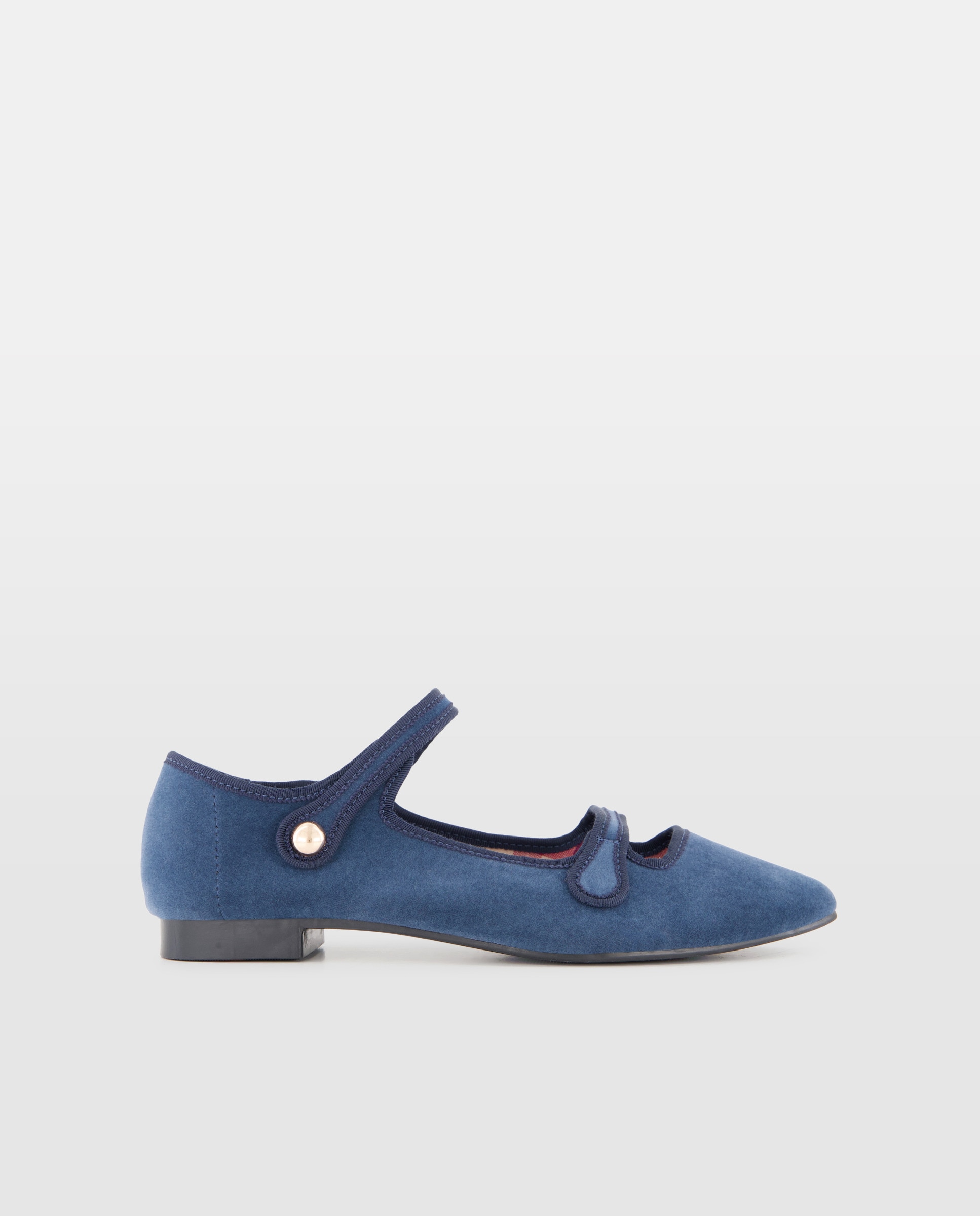 Zapato de mujer de terciopelo botón 400 Azul-1