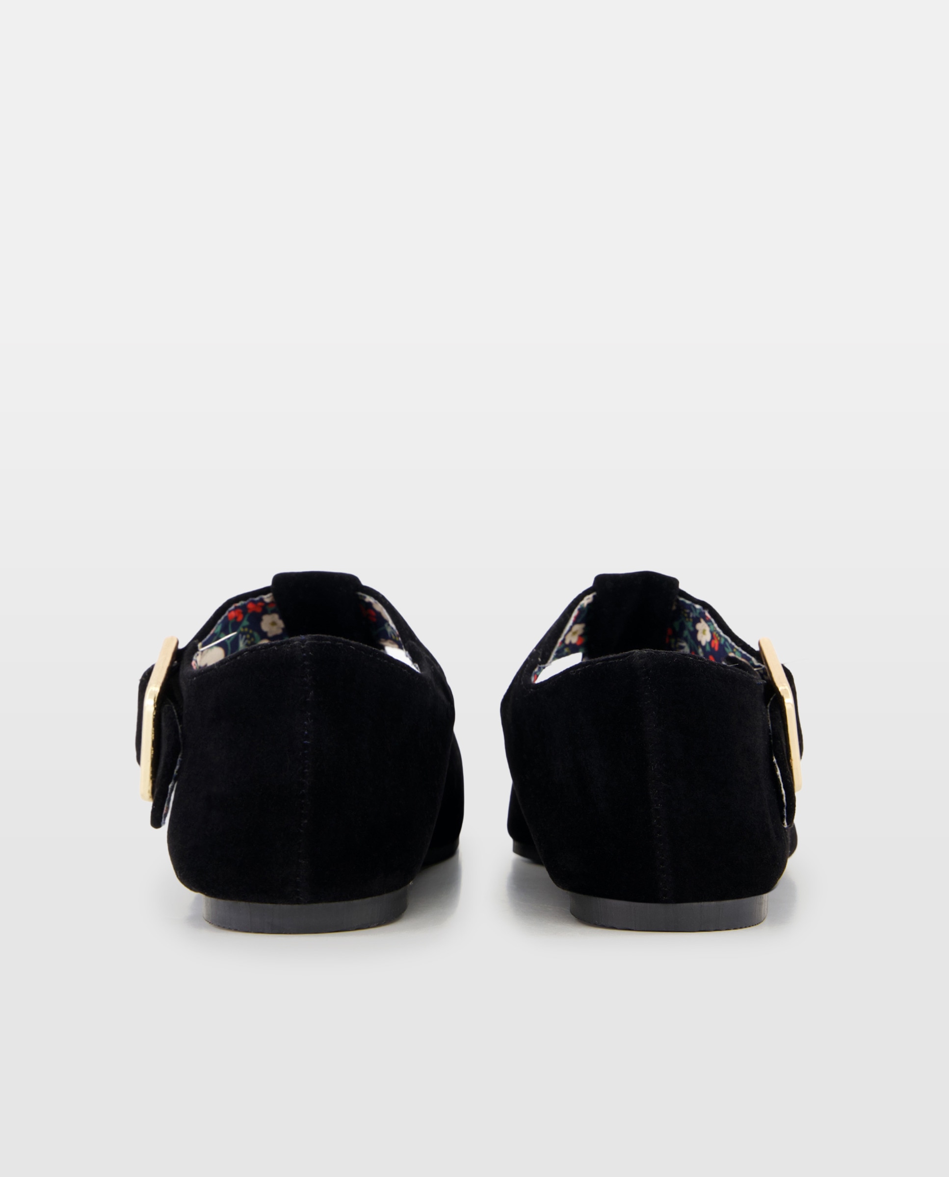 Zapato de mujer de terciopelo con hebilla Negro-3
