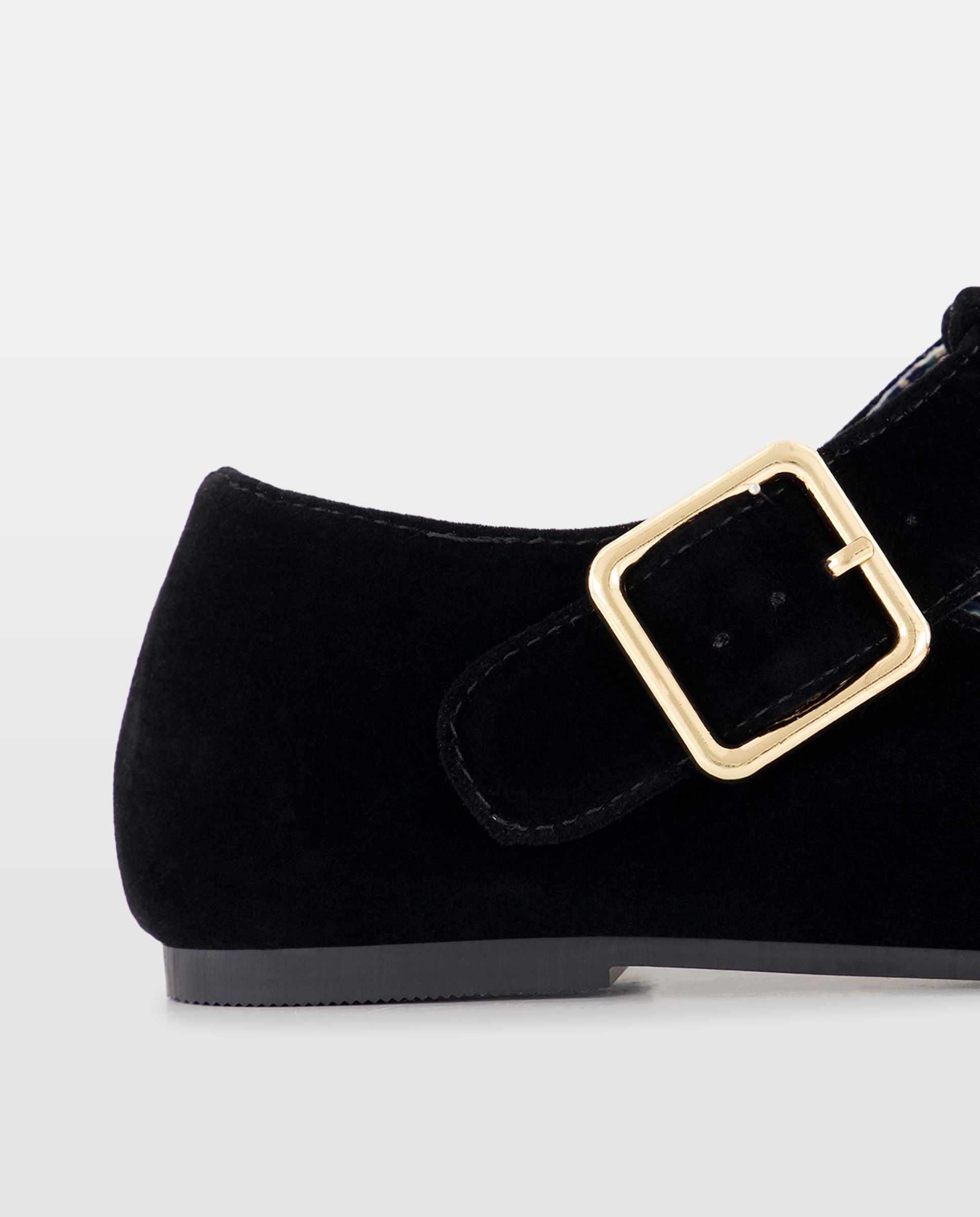 Zapato de mujer de terciopelo con hebilla Negro-5