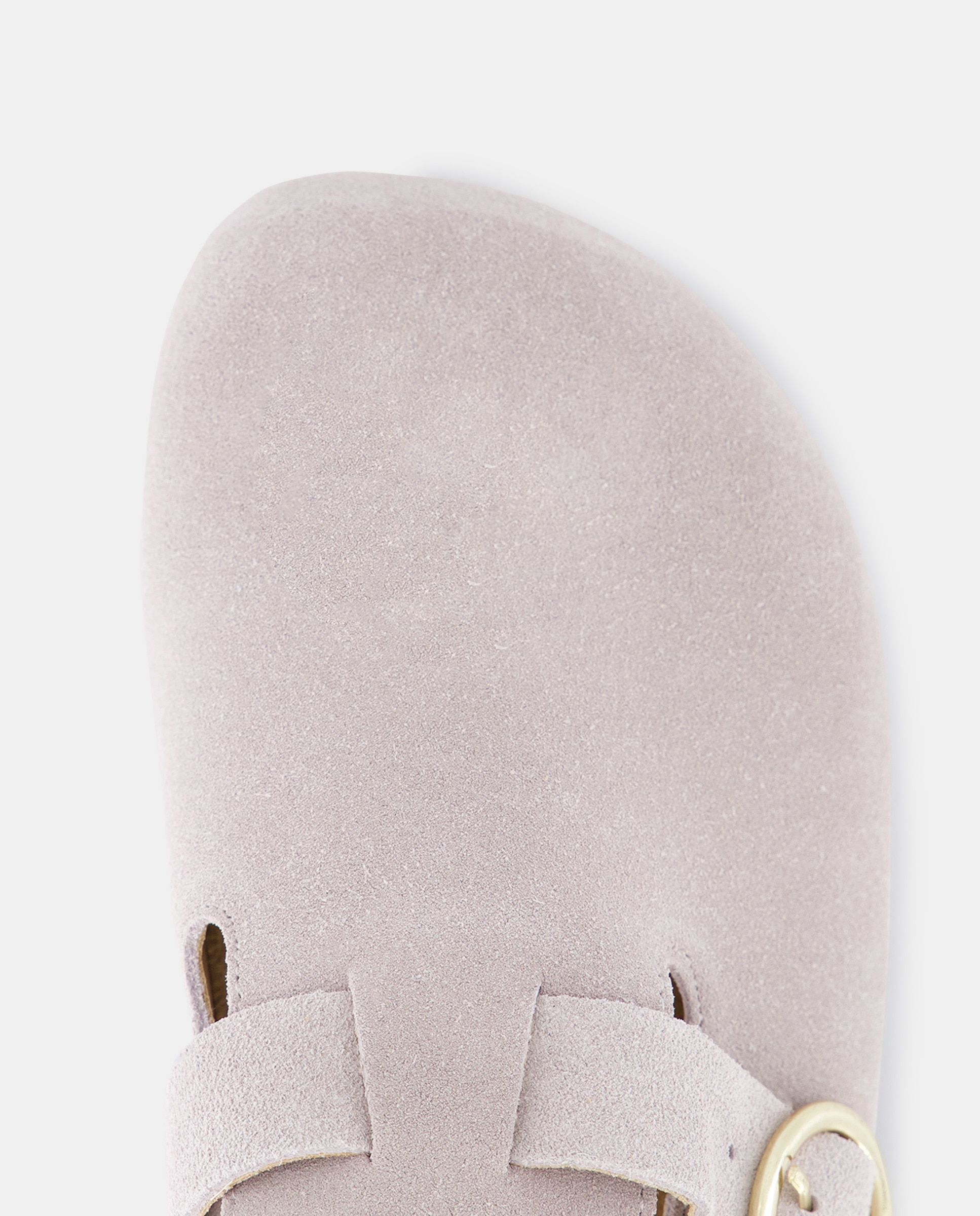 Zueco de piel de mujer Gris claro-4