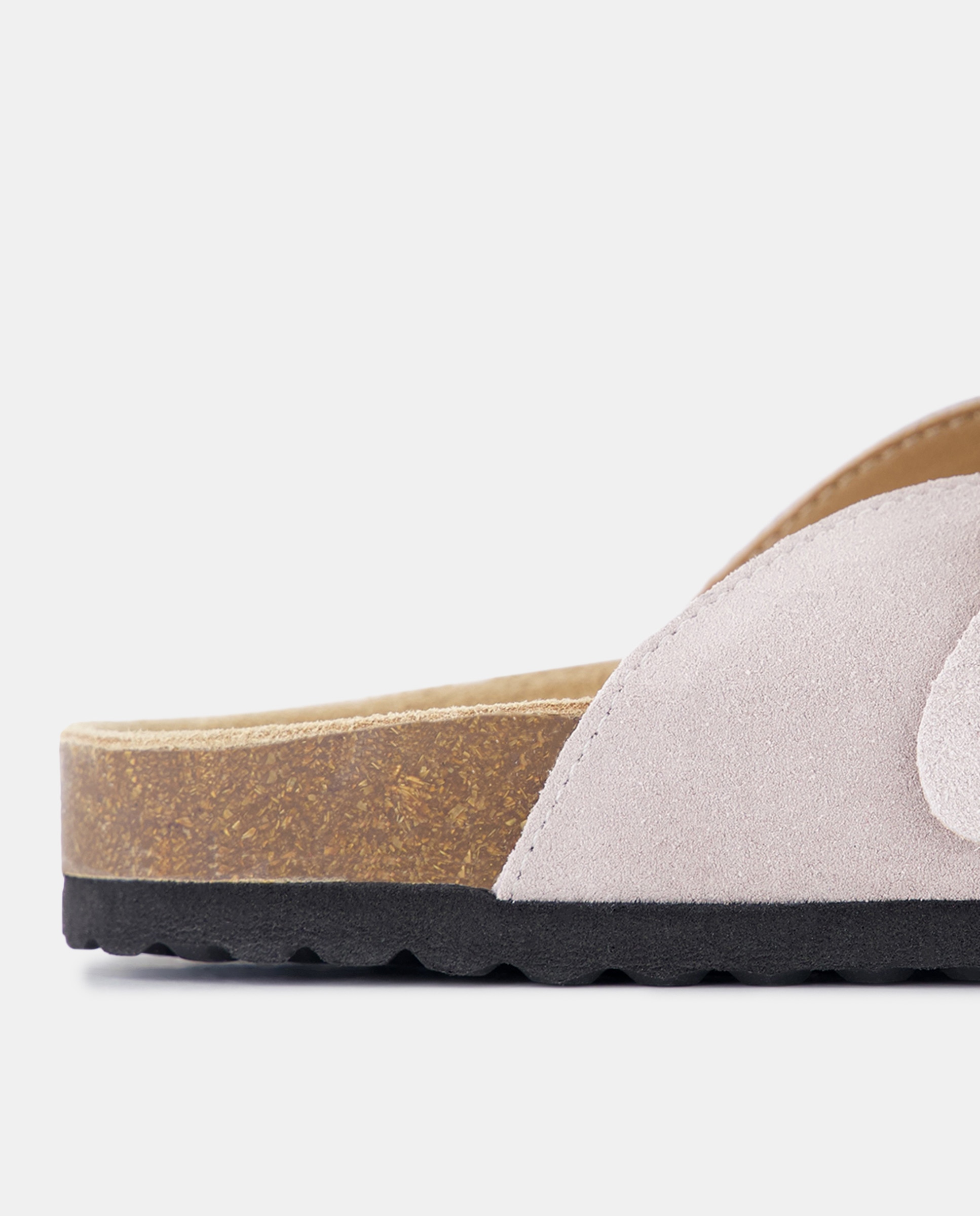 Zueco de piel de mujer Gris claro-5