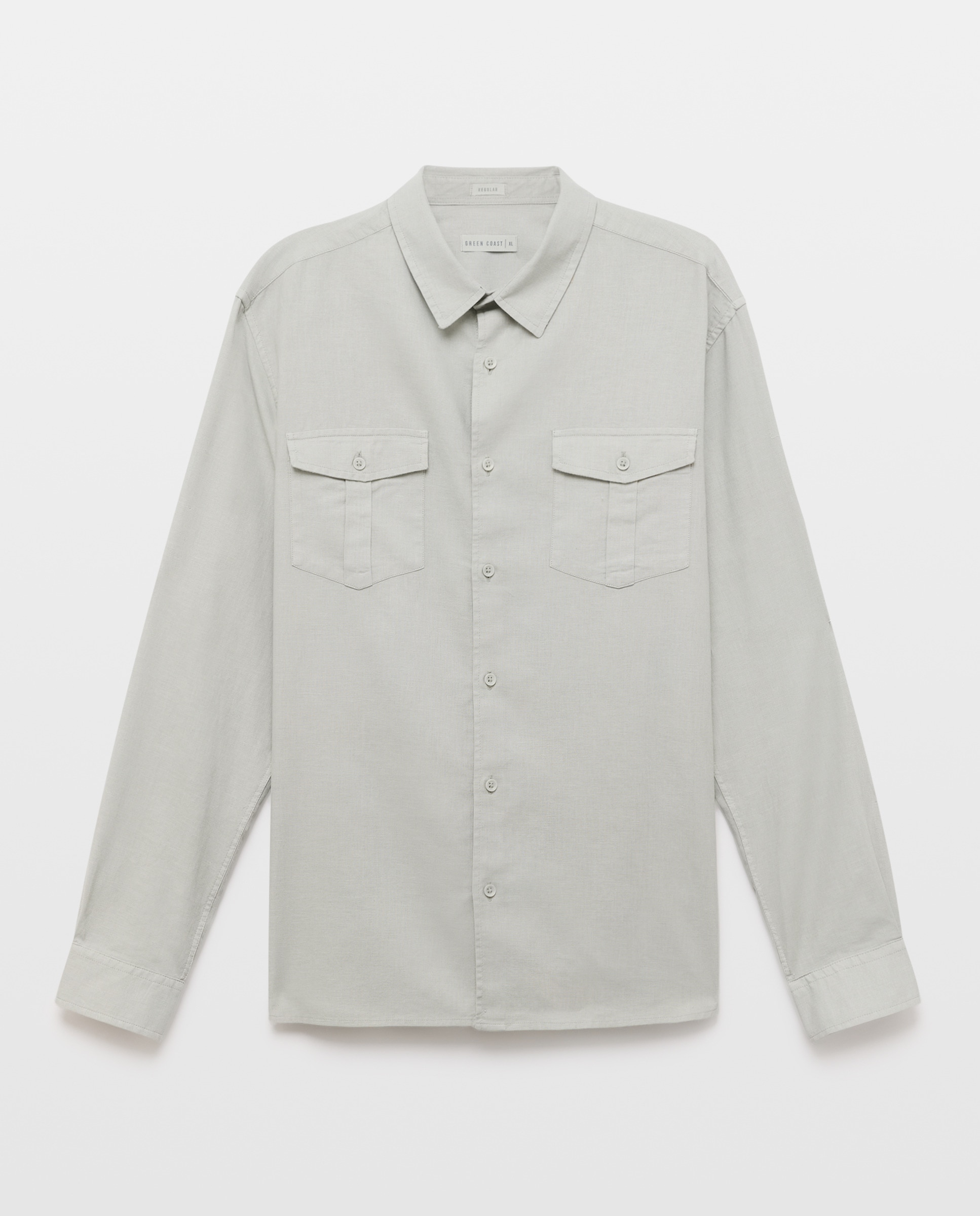 Camisa Lisa de Linho Utility 510 Verde Claro-4