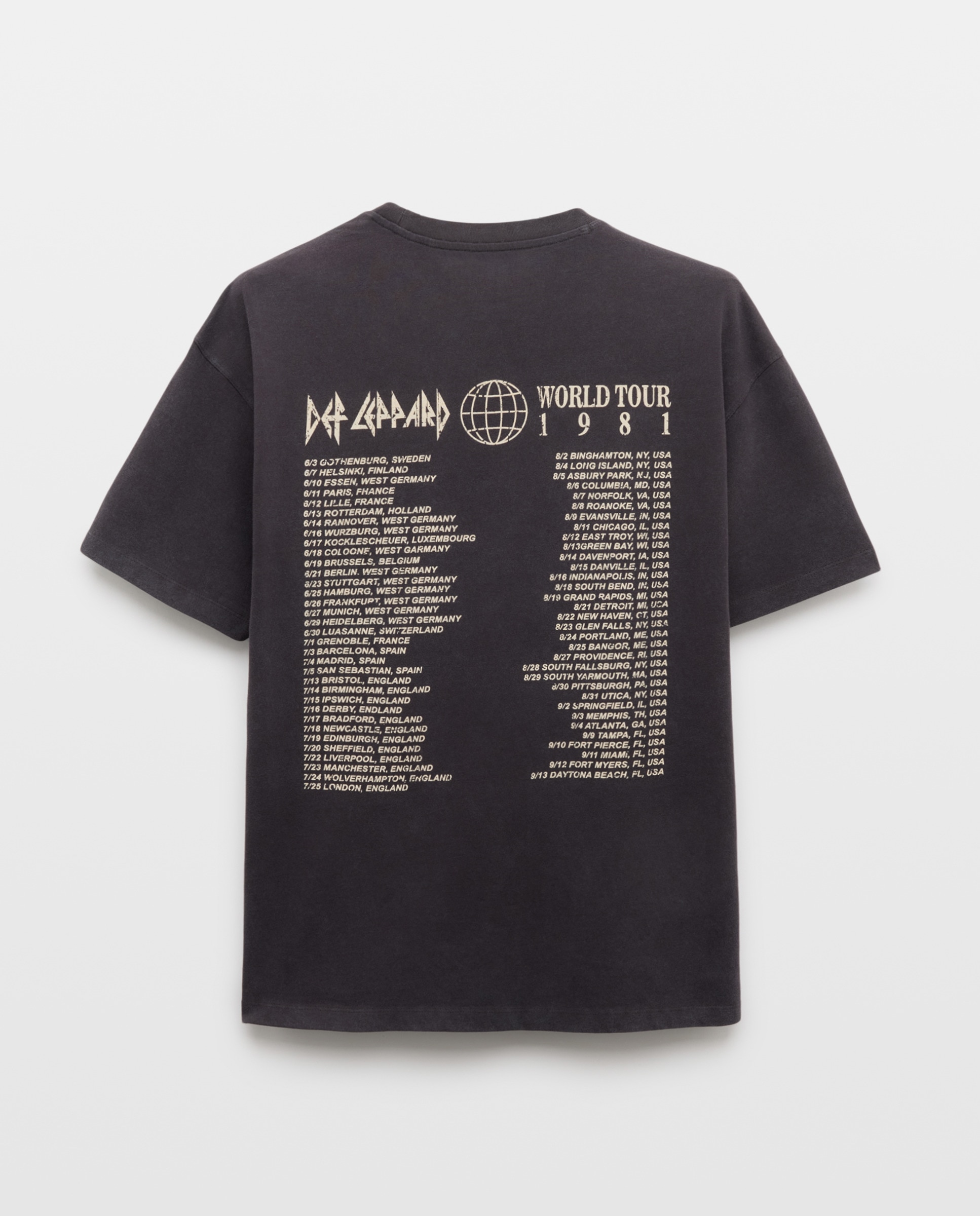 T-shirt de Manga Curta com Estampado de Música Def Leppard Preto-6