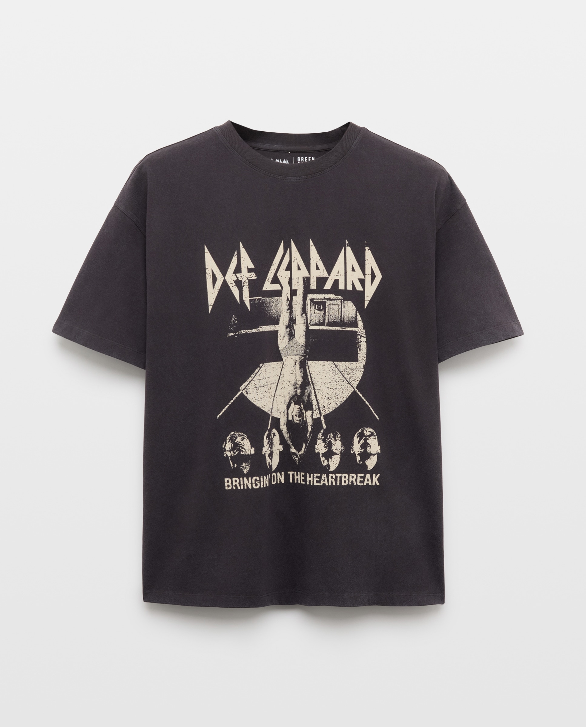 T-shirt de Manga Curta com Estampado de Música Def Leppard Preto-5