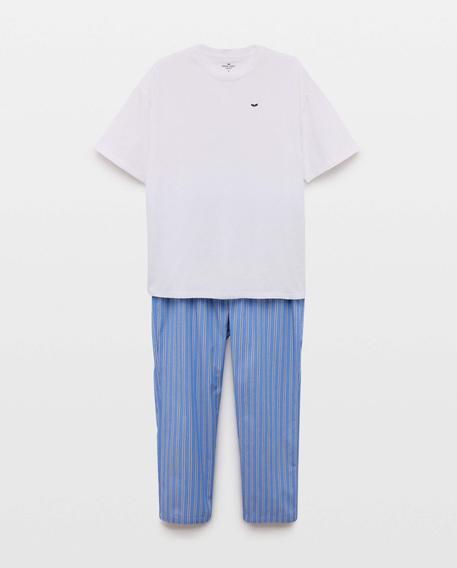Pijama de Algodão com Manga Curta Branco-3
