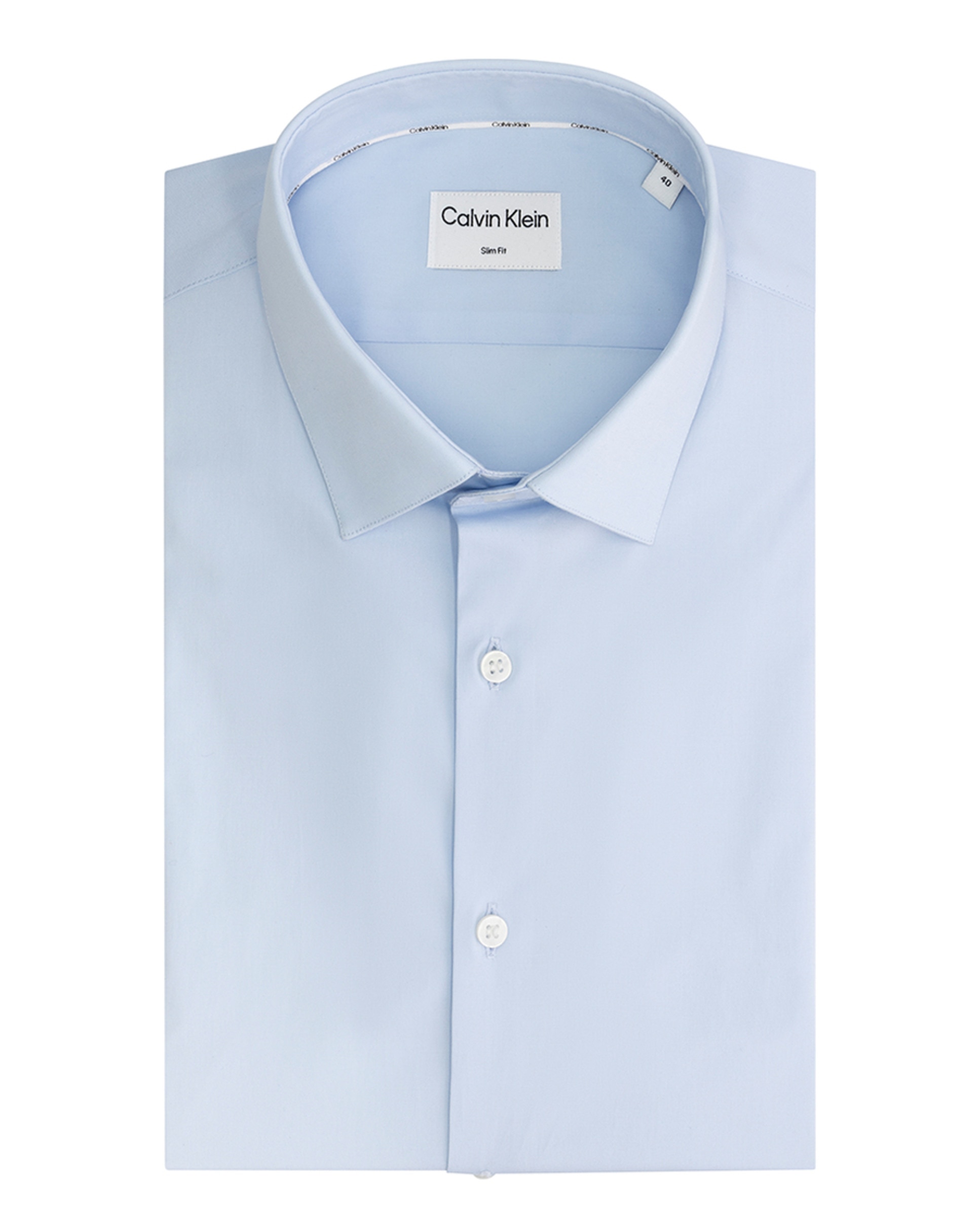 Camisa Clássica Slim Fit de Popelina Azul-claro-5