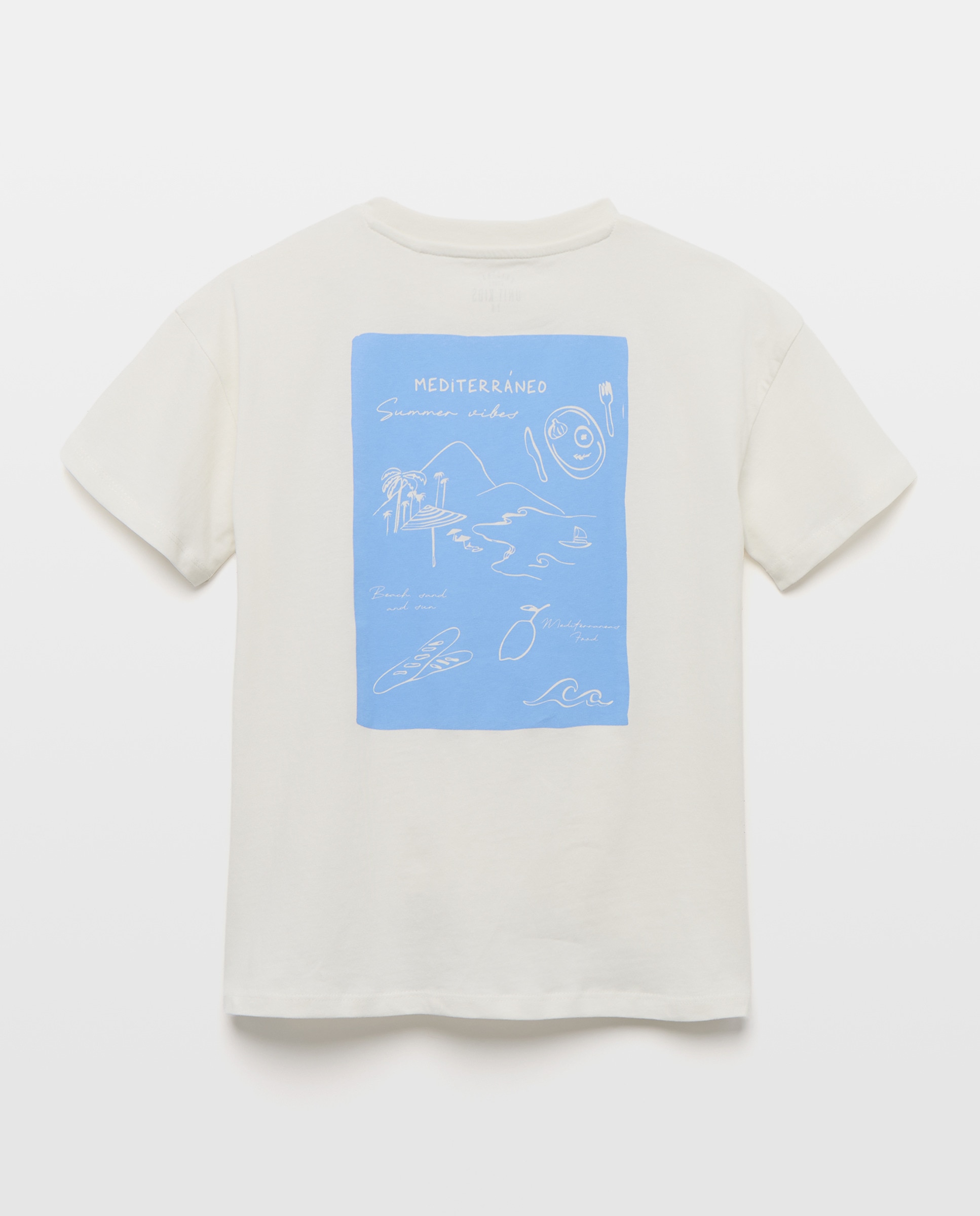 Camiseta de niño estampada manga corta Blanco roto-2