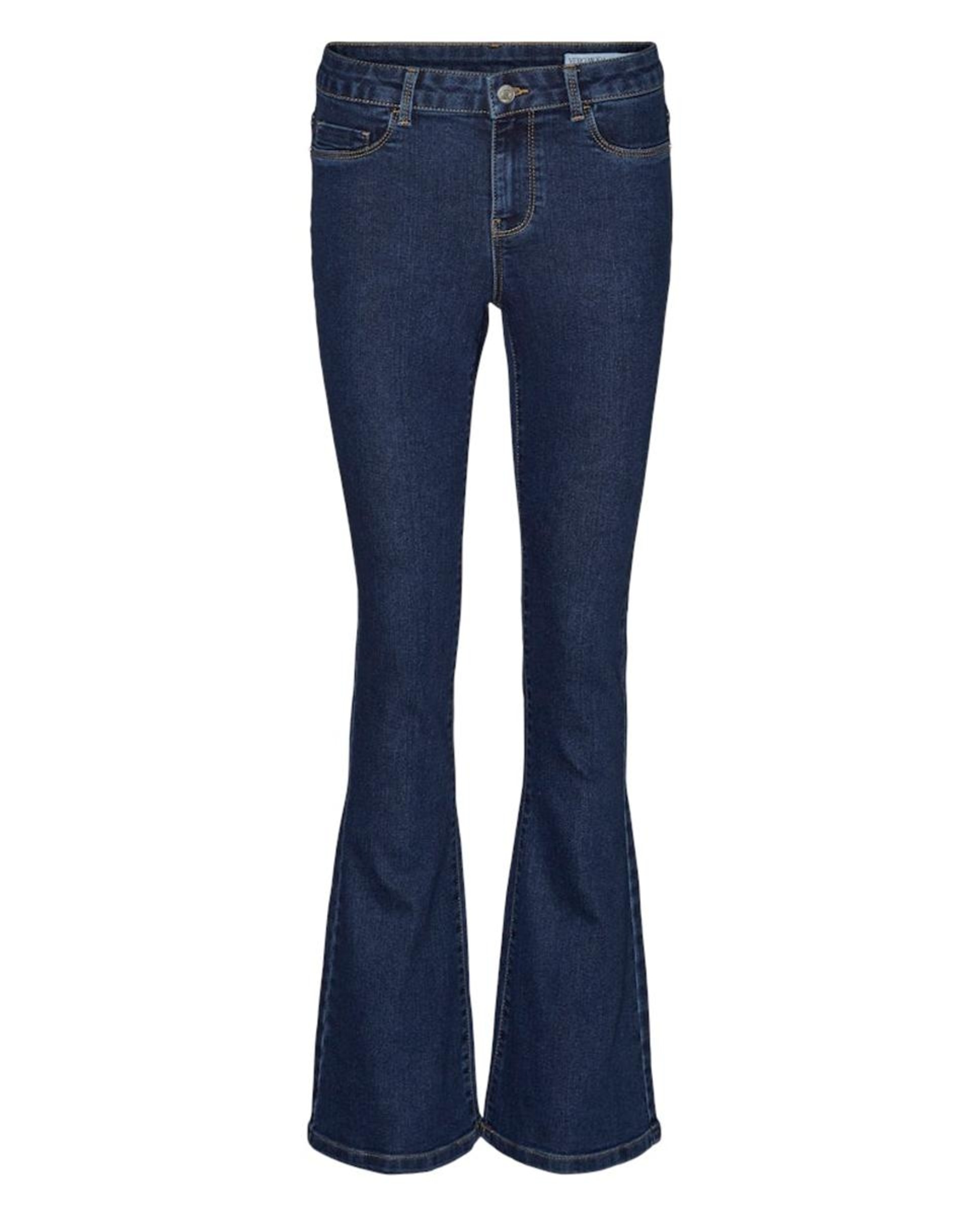 Jeans Flared com Bolsos Azul-marinho-5