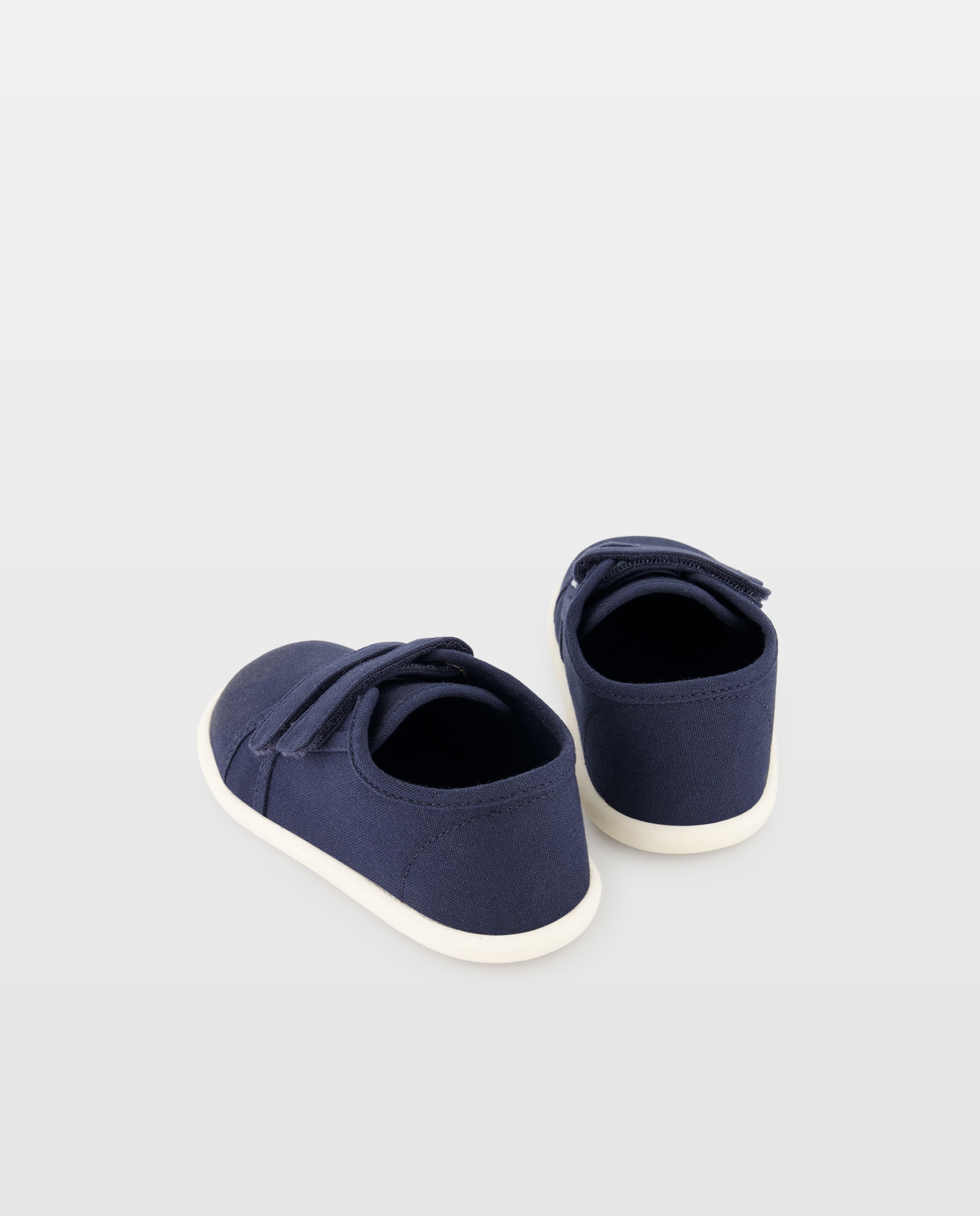 Zapato de bebés con cierre adherente de canvas suela flexible Azul marino-3