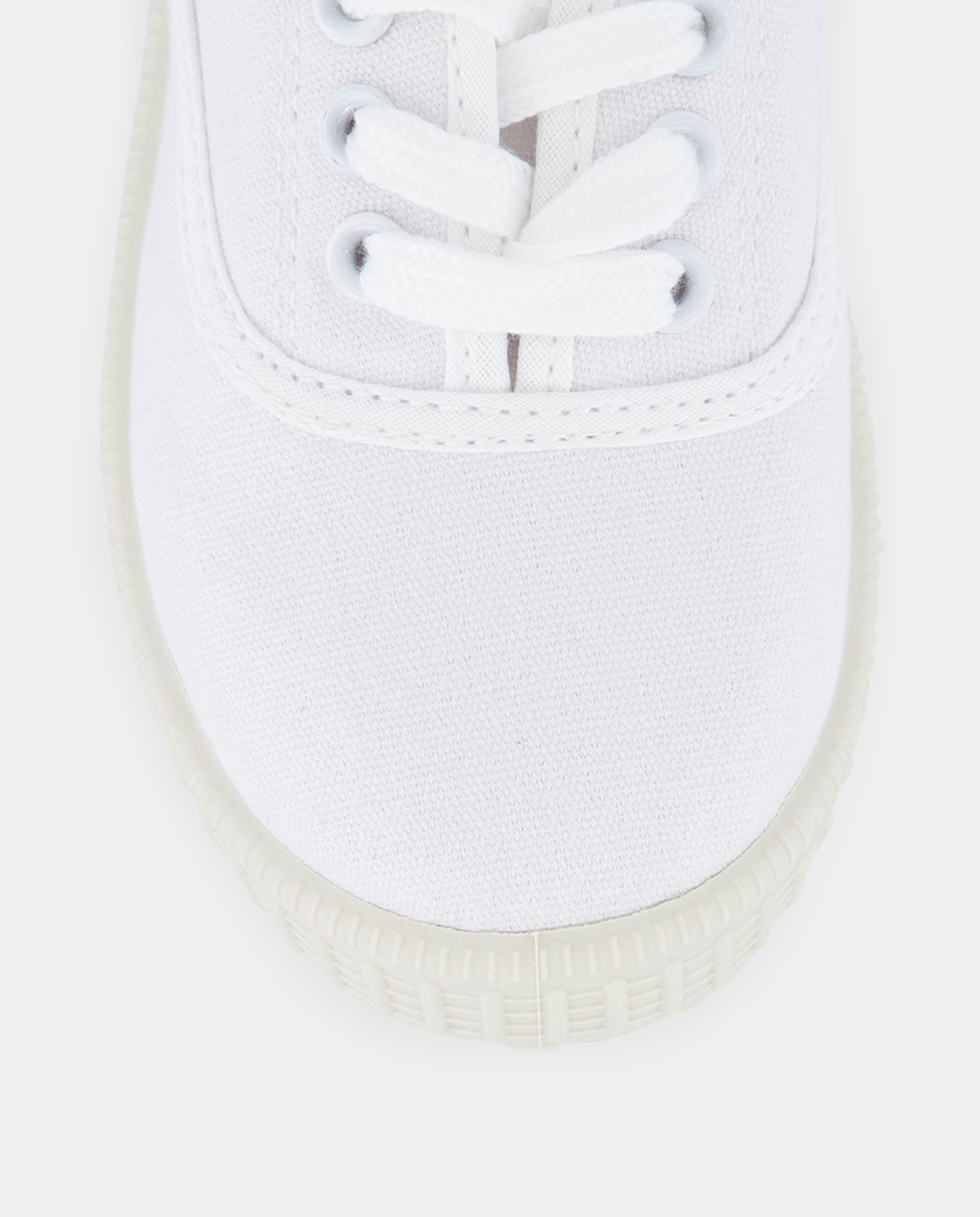 Lona bebés con cordones suela flexible Blanco-5