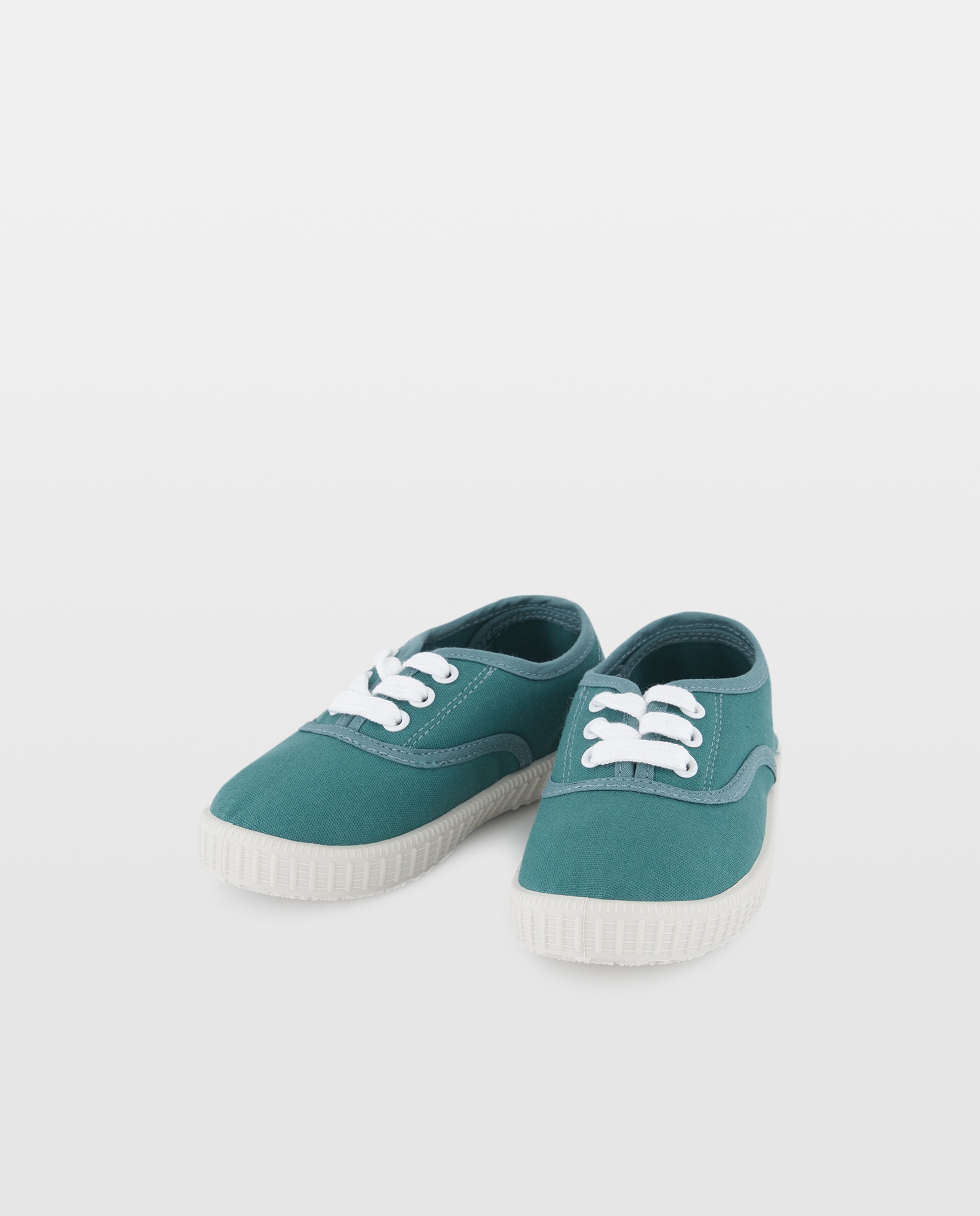 Lona bebés con cordones suela flexible Verde Pato-2