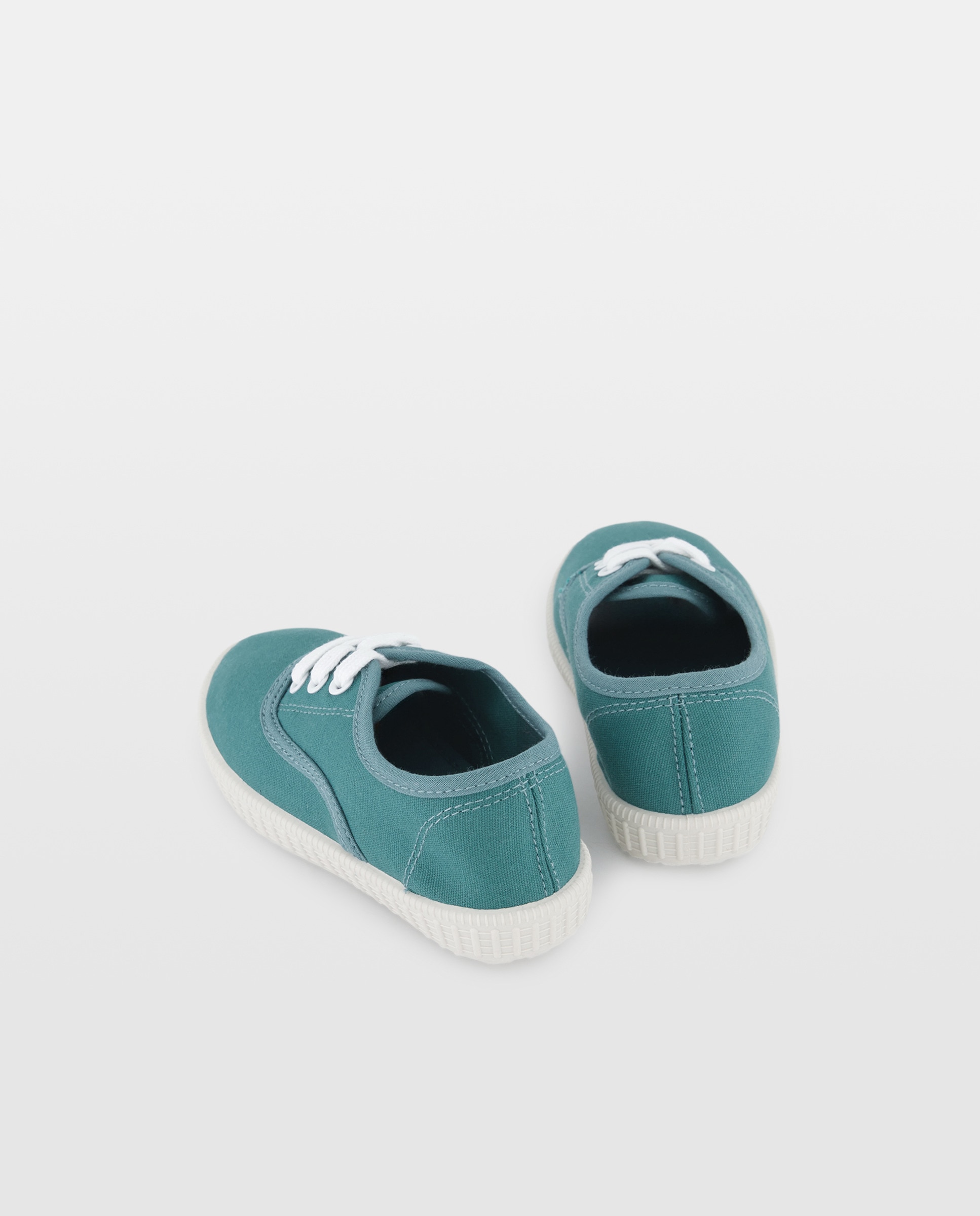 Lona bebés con cordones suela flexible Verde Pato-3