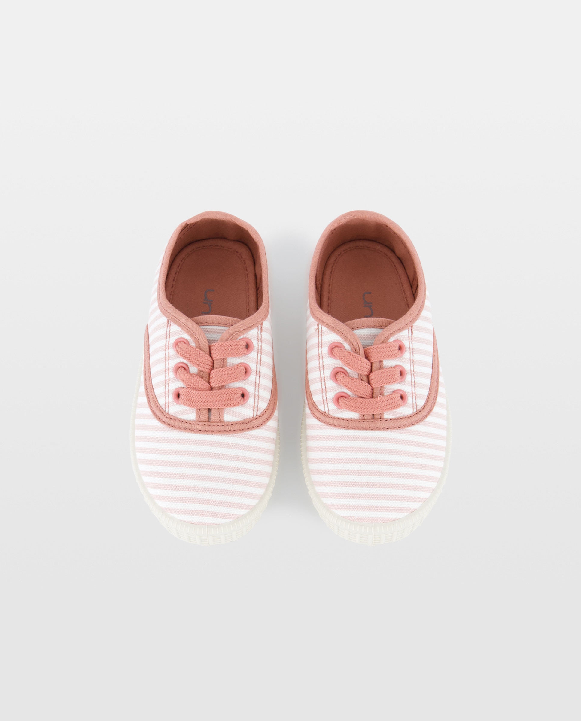 Lona bebés estamapadas con cordones y suela flexible 200 Rosa-4