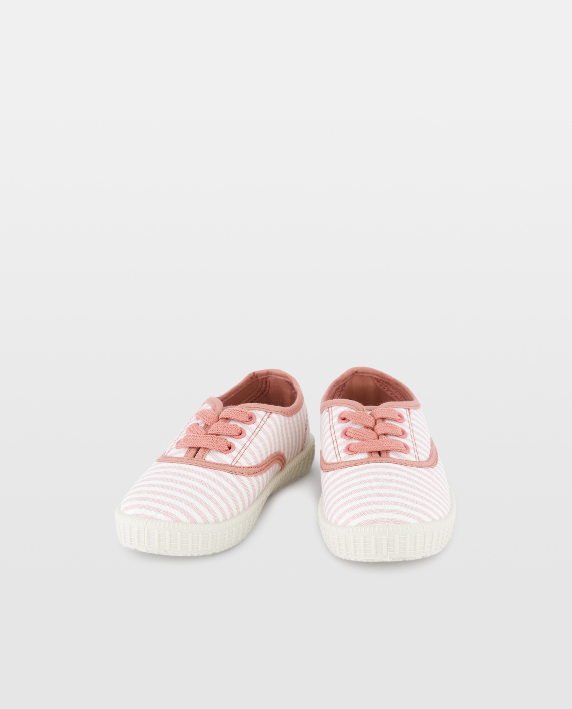 Lona bebés estamapadas con cordones y suela flexible 200 Rosa-2