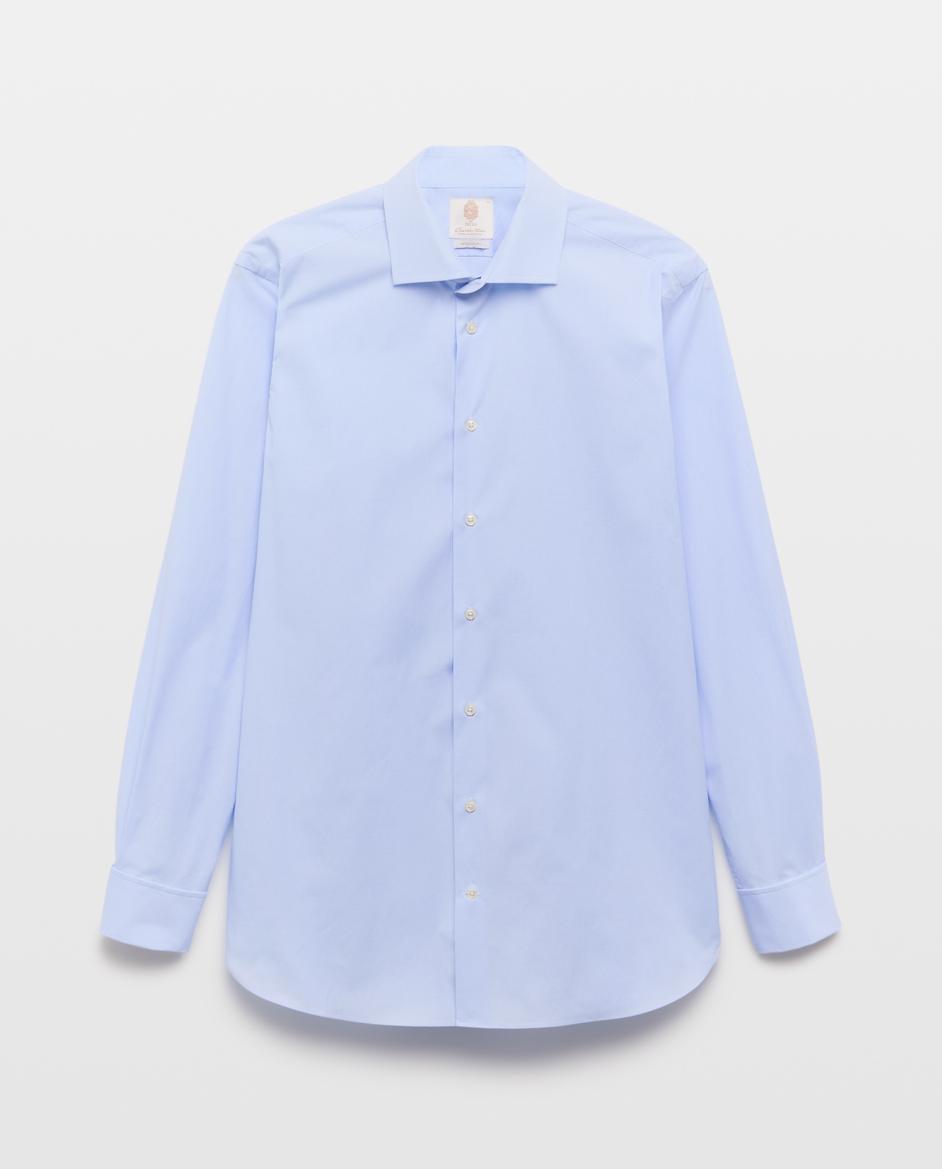 Camisa Clássica com Manga Comprida e Gola Italiana Azul-6