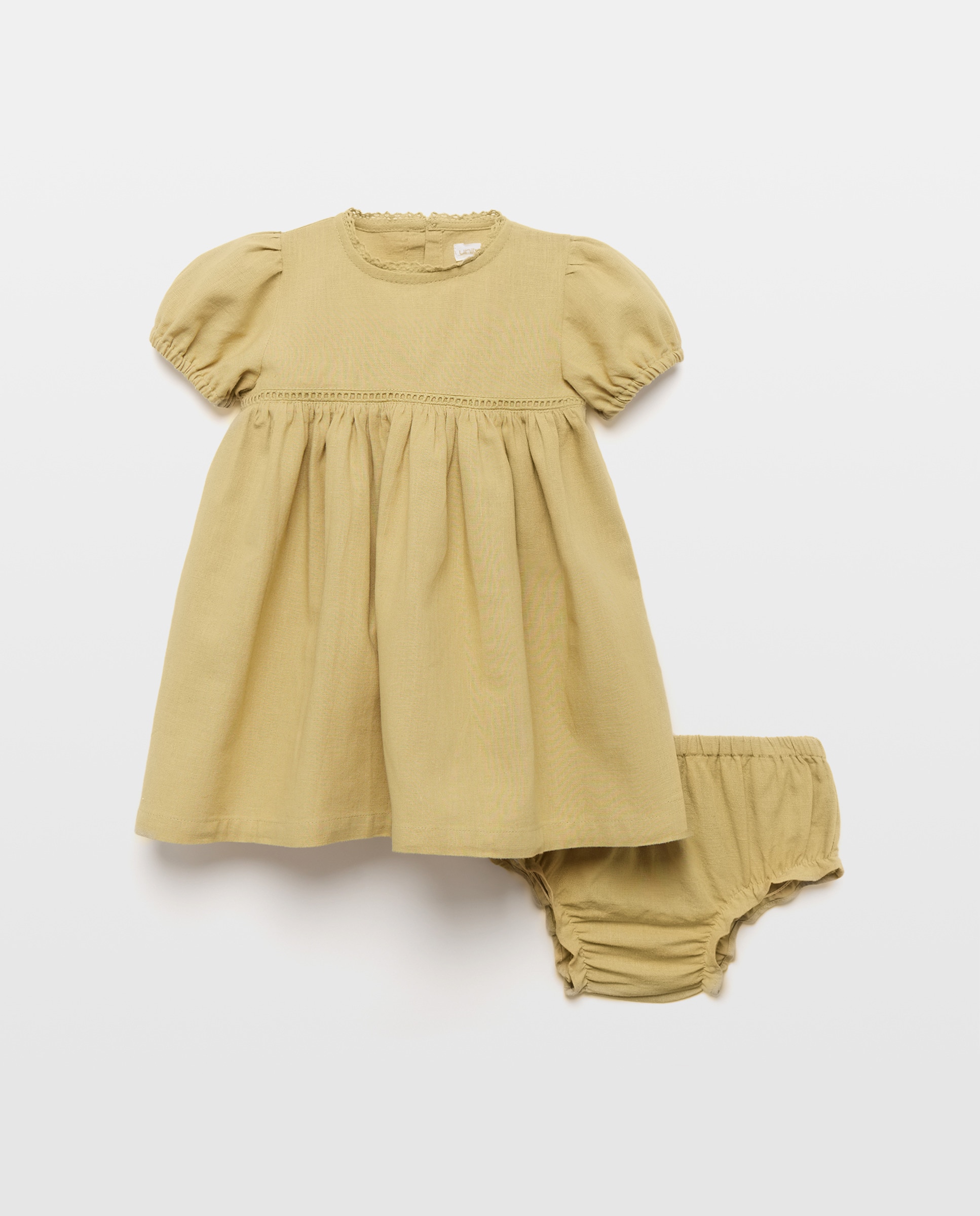 Imagen 0 de Vestido bebé niña de lino con vainica liso