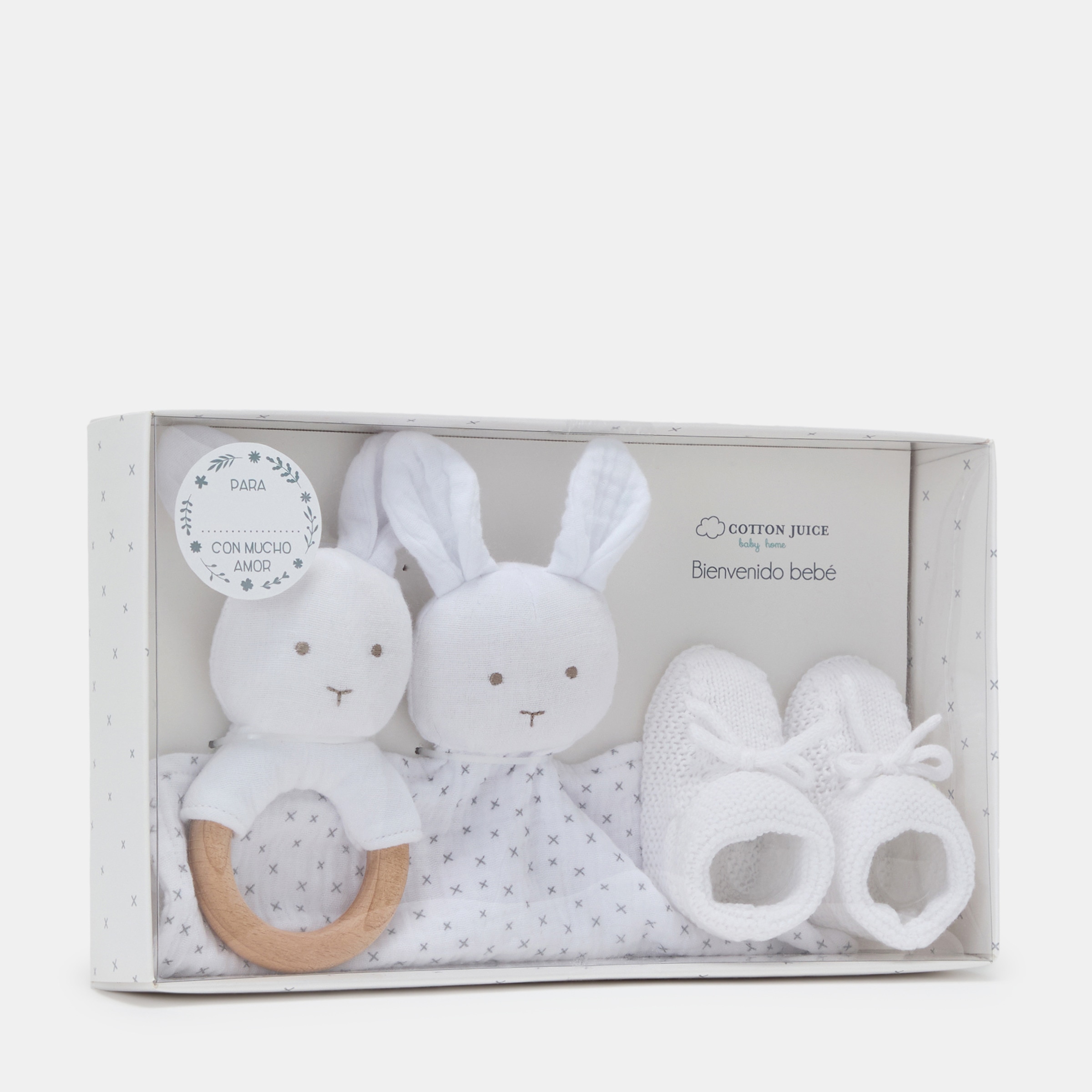 Pack Regalo Recién Nacido con patucos Cotton Juice Baby Home Blanco-5