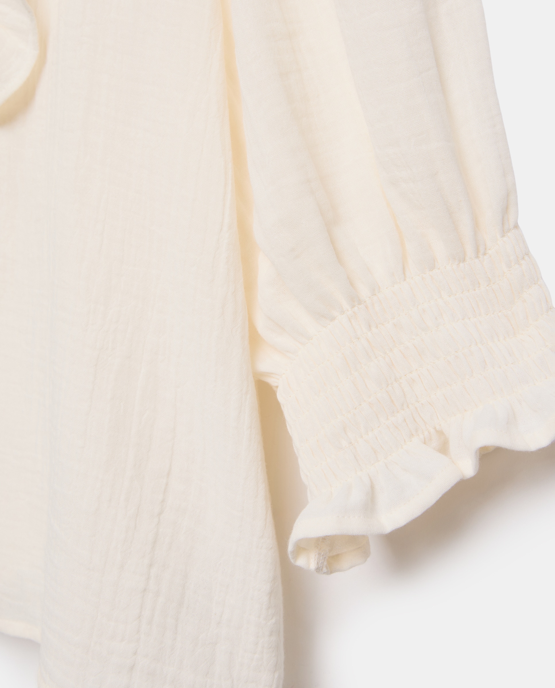 Blusa de mujer de algodón con cuello volante 120 Crudo-5