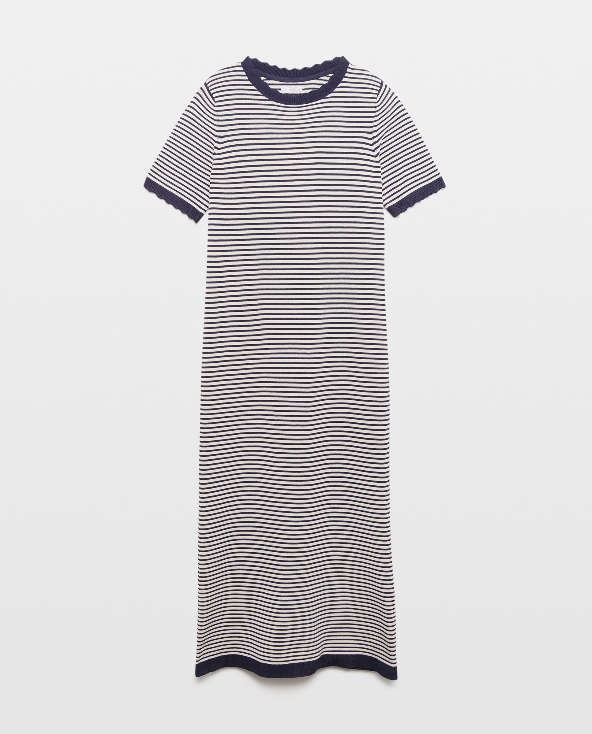 Vestido de mujer manga corta con ribete festonado Azul-4