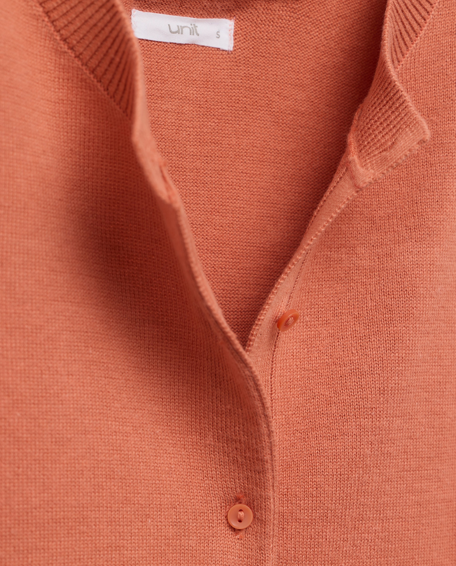 Chaleco abotonado de mujer cuello caja Naranja quemado-5