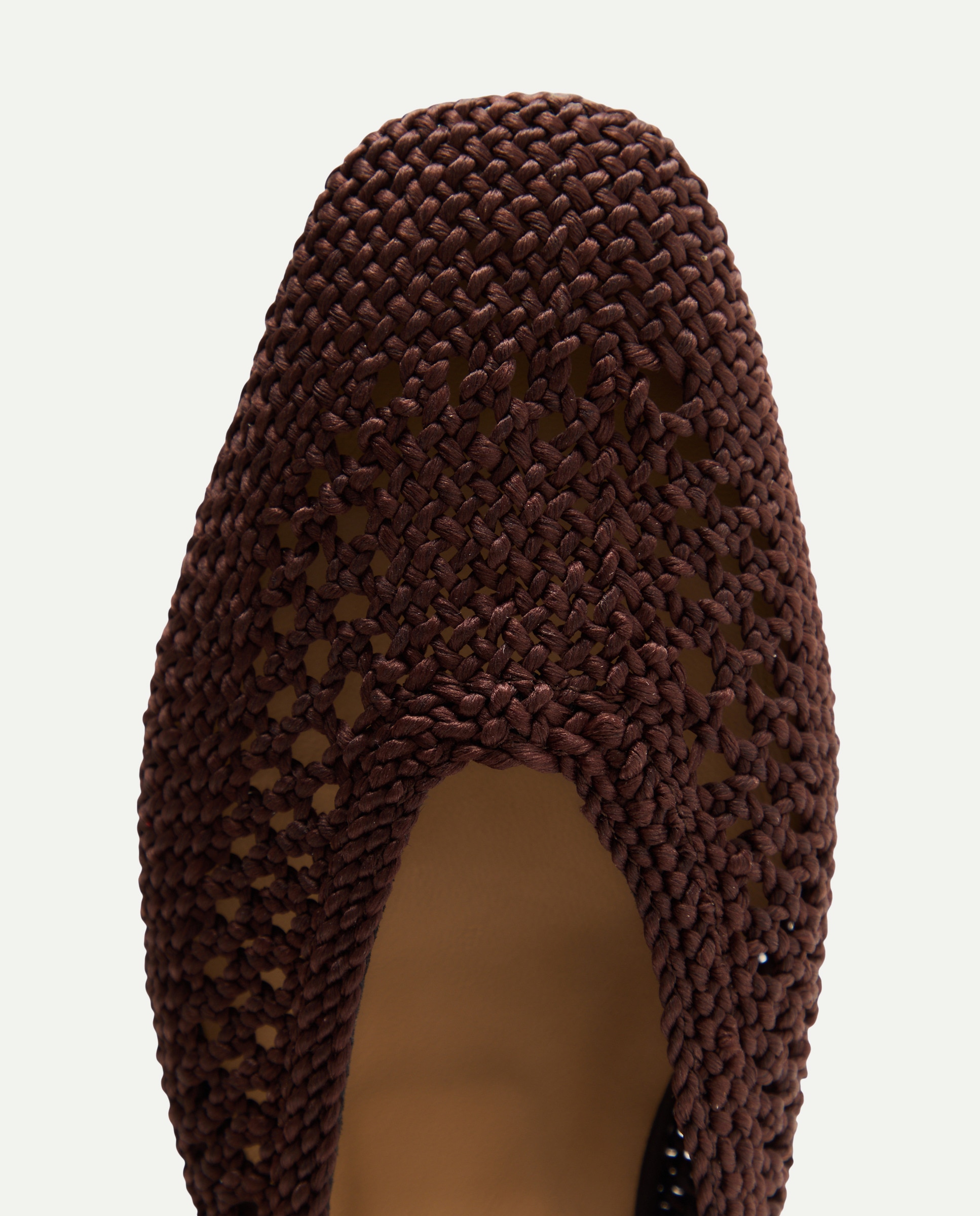 Sapatos de Salto Tipo Mules de Crochet Lisos Castanho-4