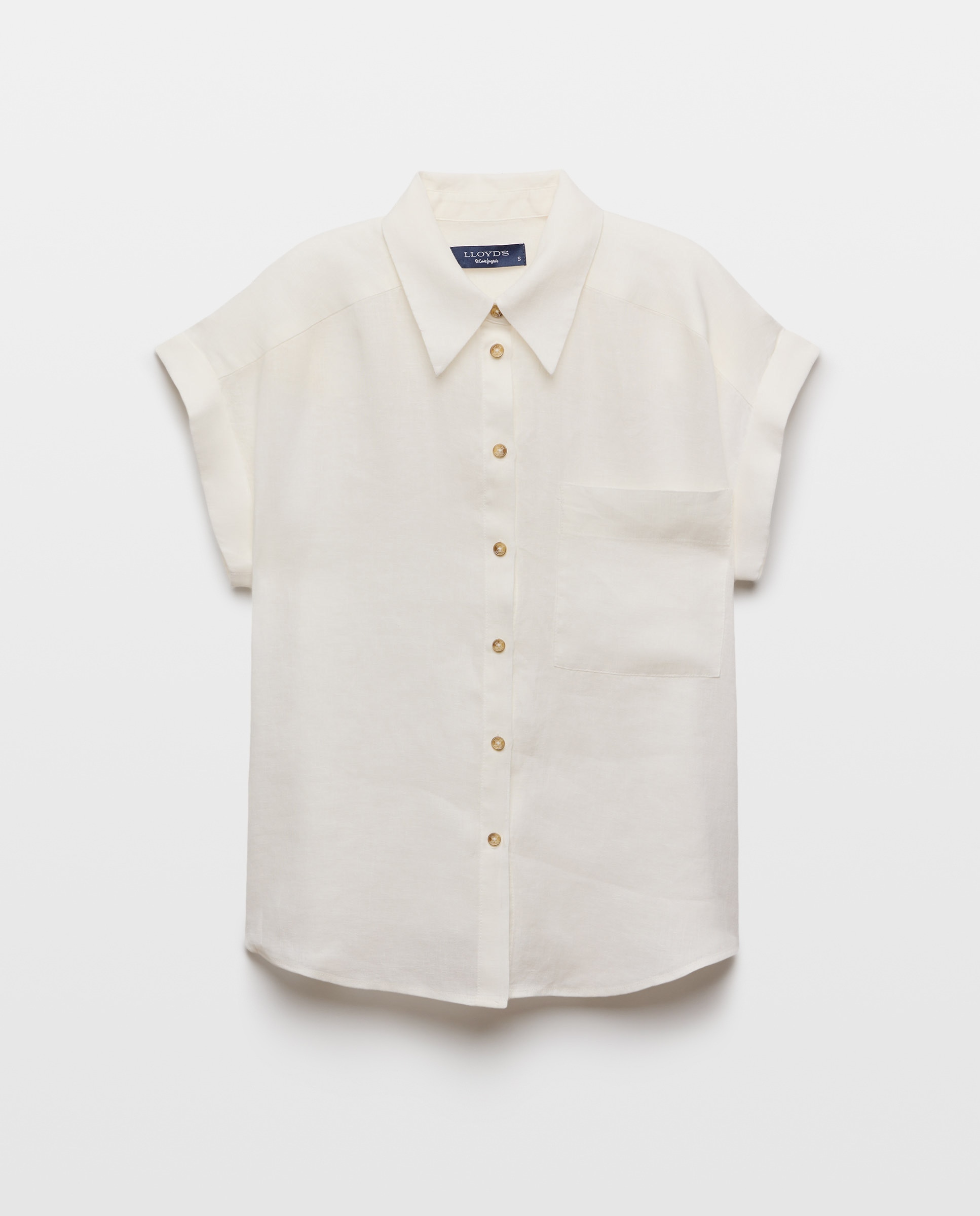 Camisa de linho com manga curta 120 Cru-4