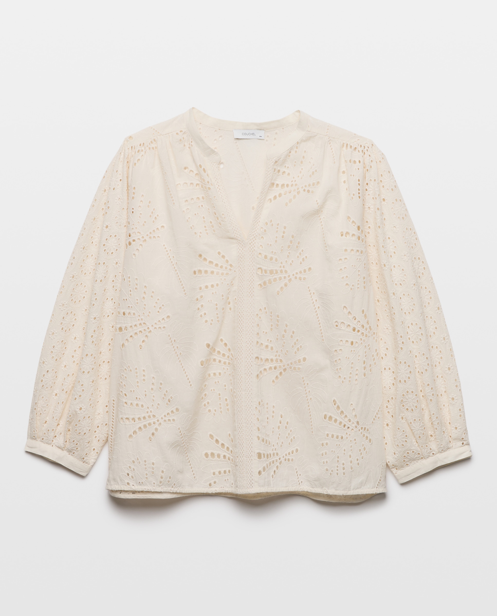Blusa de Manga Comprida com Bordados Combinados 120 Cru-5