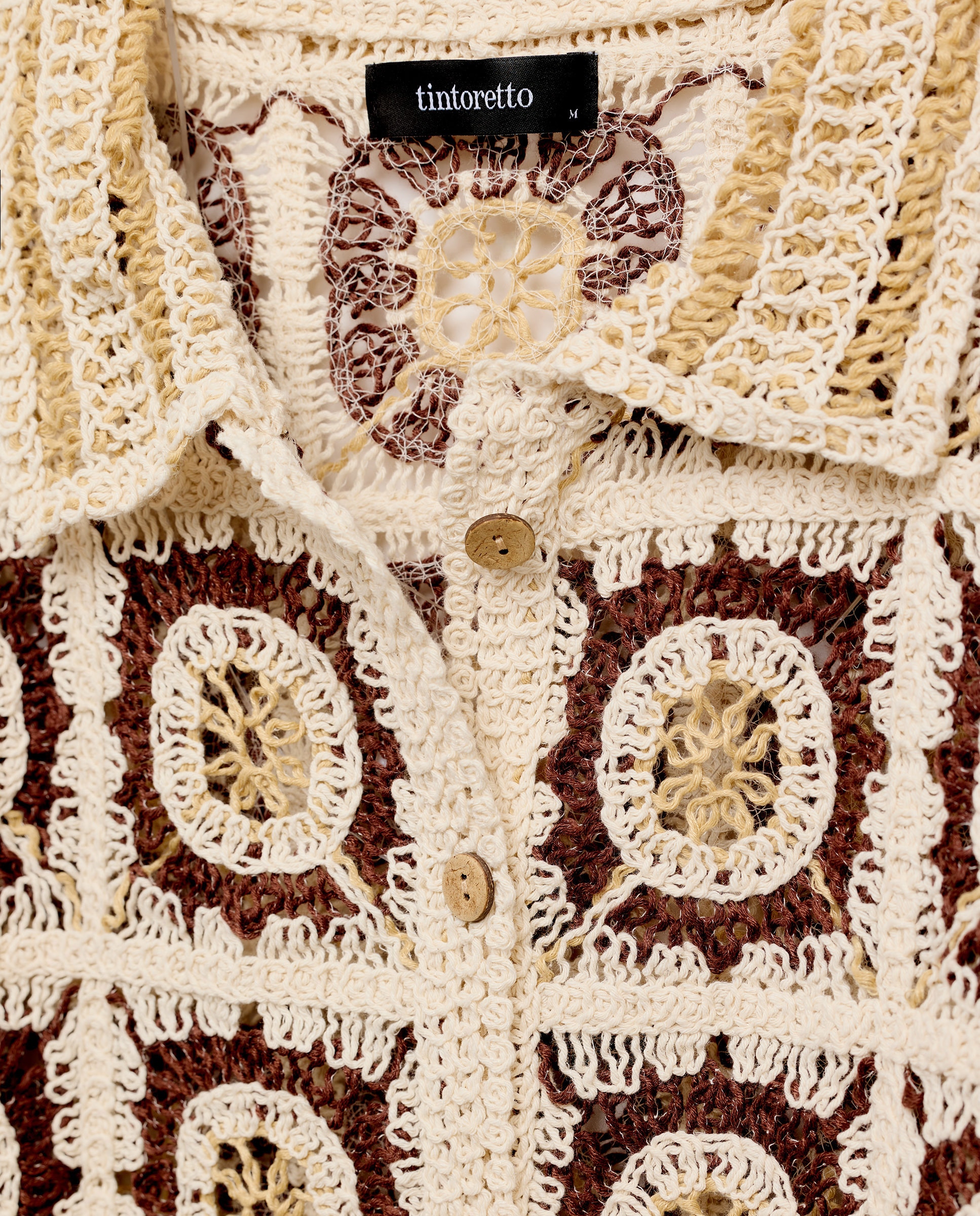 Camisola de Malha de Crochet com Fantasia e Manga Curta 120 Cru-6