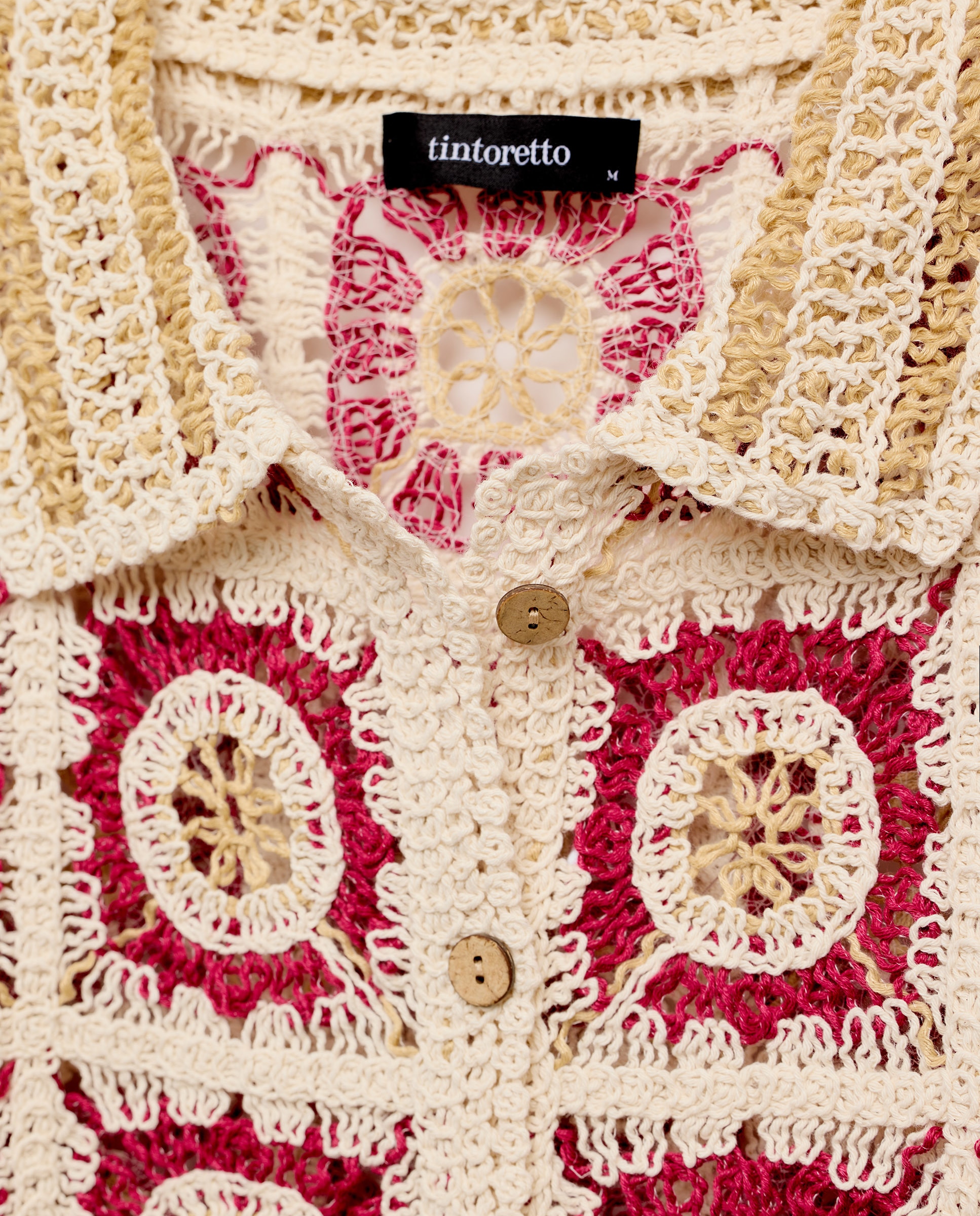 Camisola de Malha de Crochet com Fantasia e Manga Curta Ameixa-6