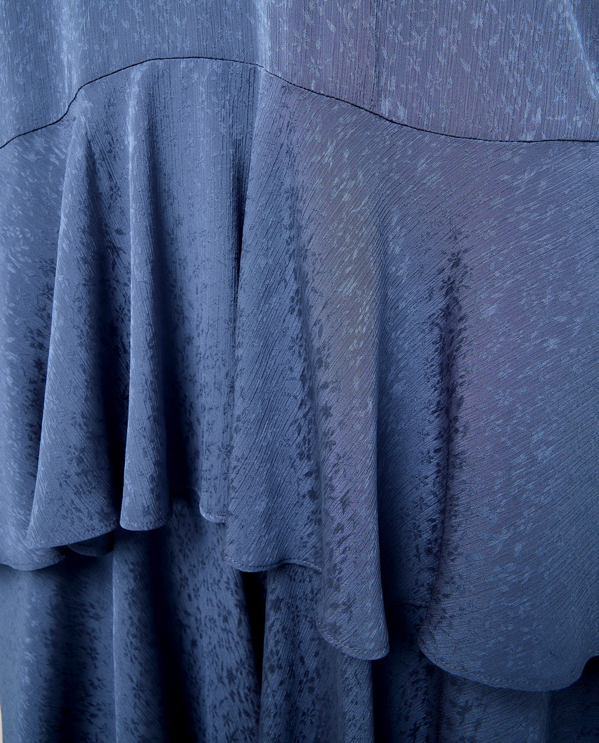 Vestido Jacquard com Manga Curta e Folhos 471 Índigo-5