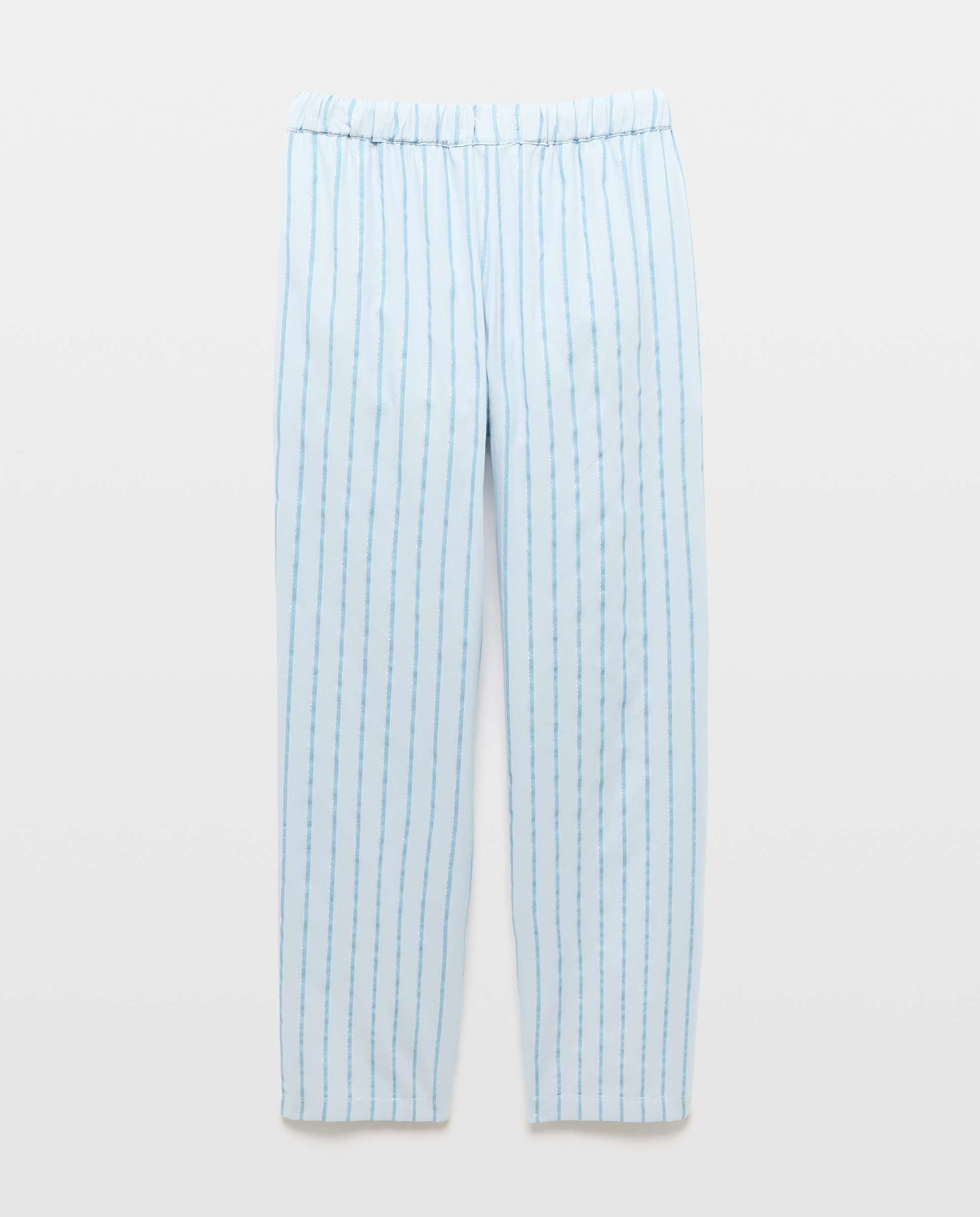 Calças de Pijama às Riscas com Textura 400 Azul-5