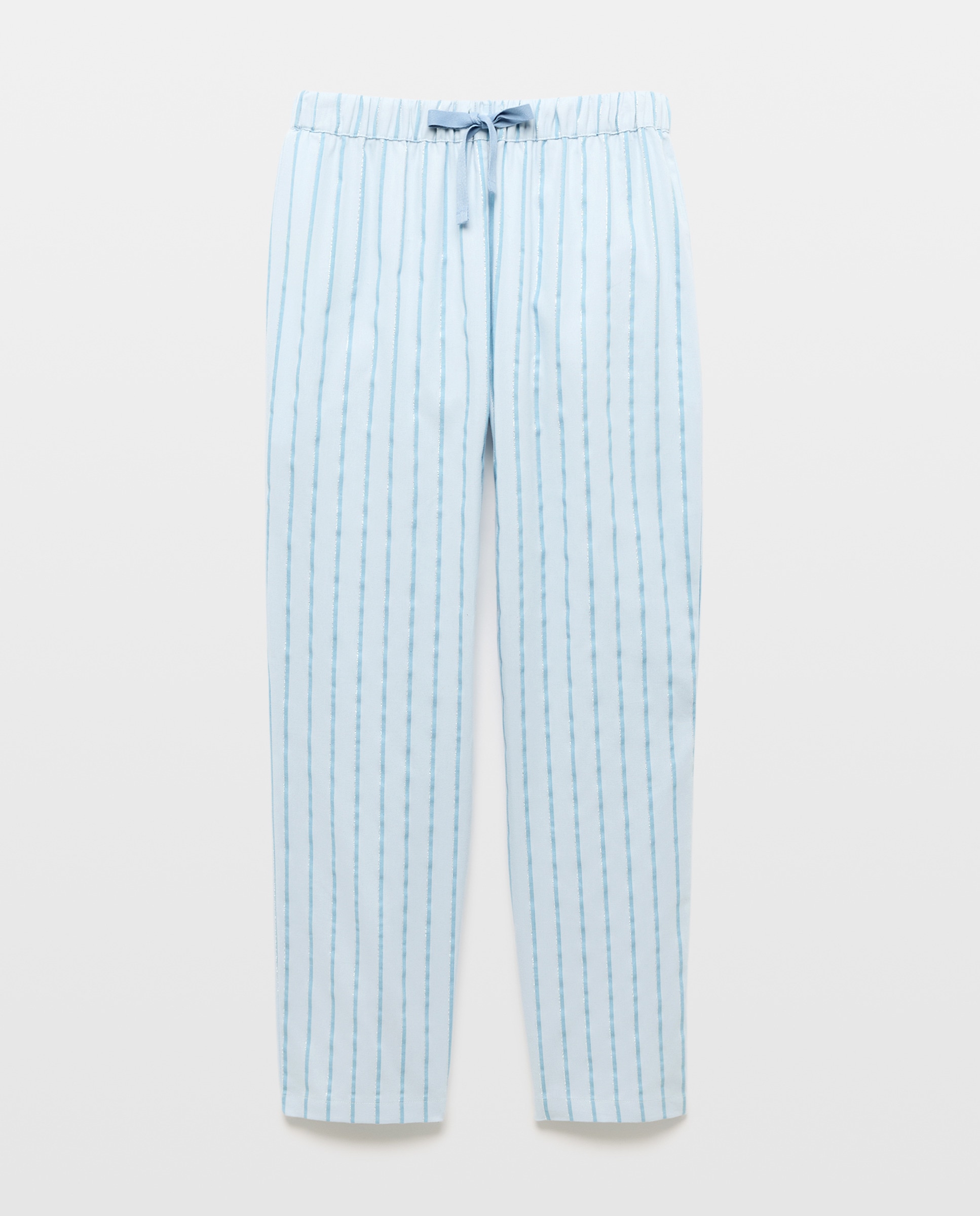 Calças de Pijama às Riscas com Textura 400 Azul-4