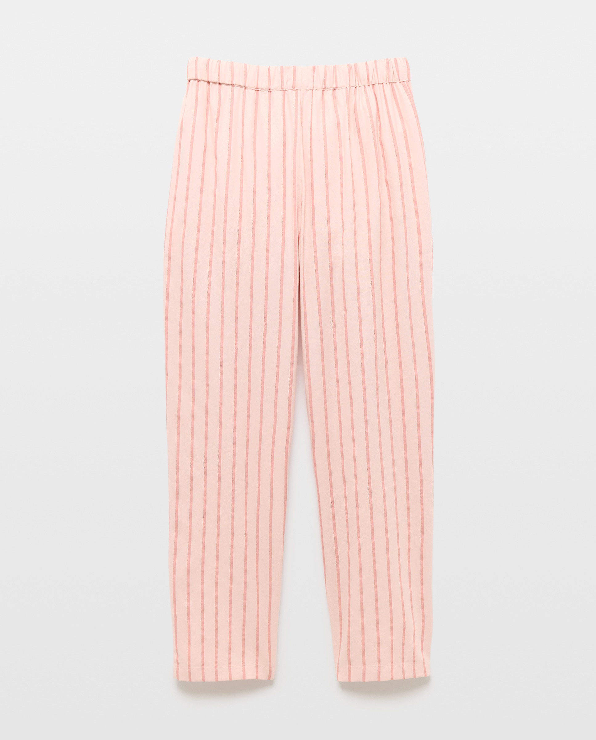 Calças de Pijama às Riscas com Textura 200 Rosa-5