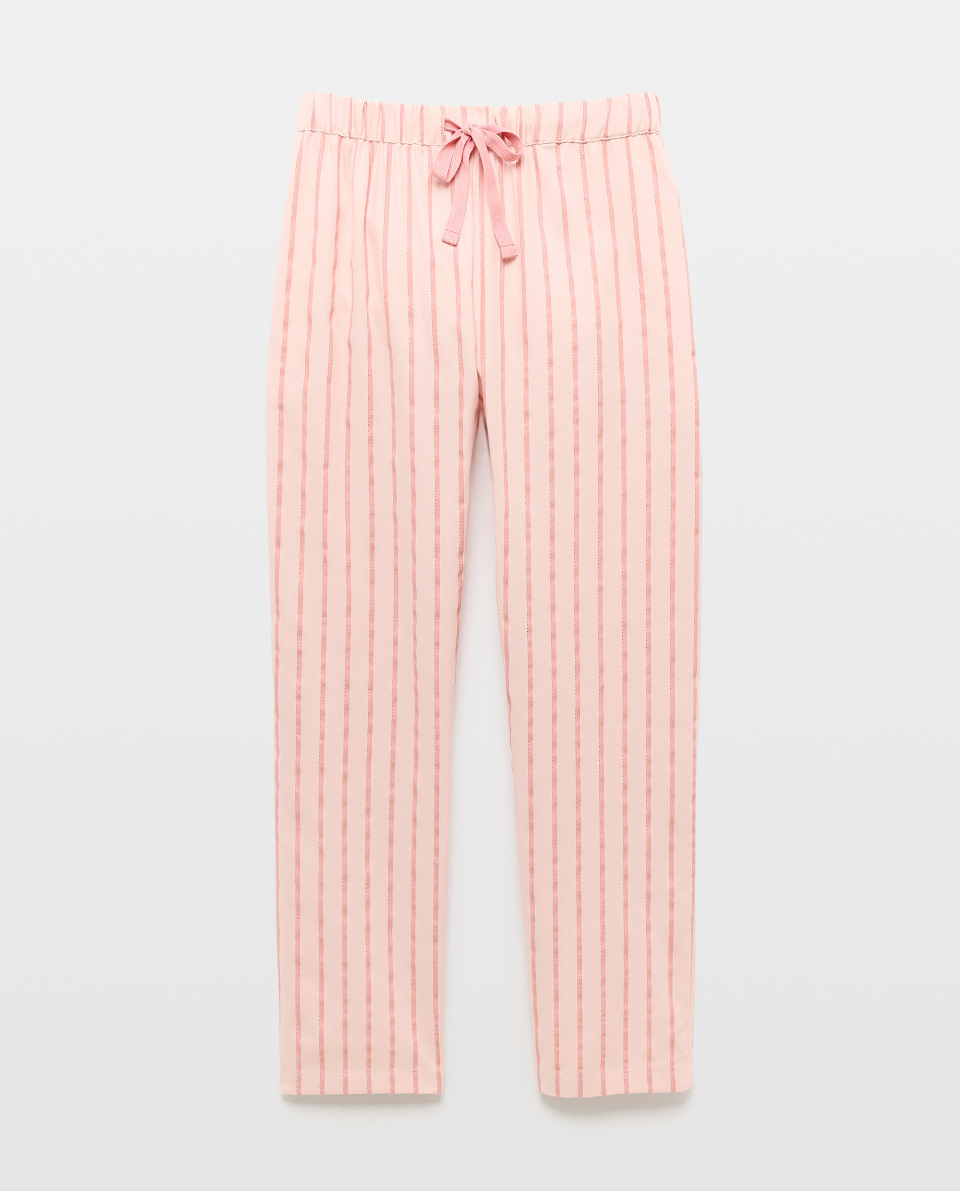 Calças de Pijama às Riscas com Textura 200 Rosa-4