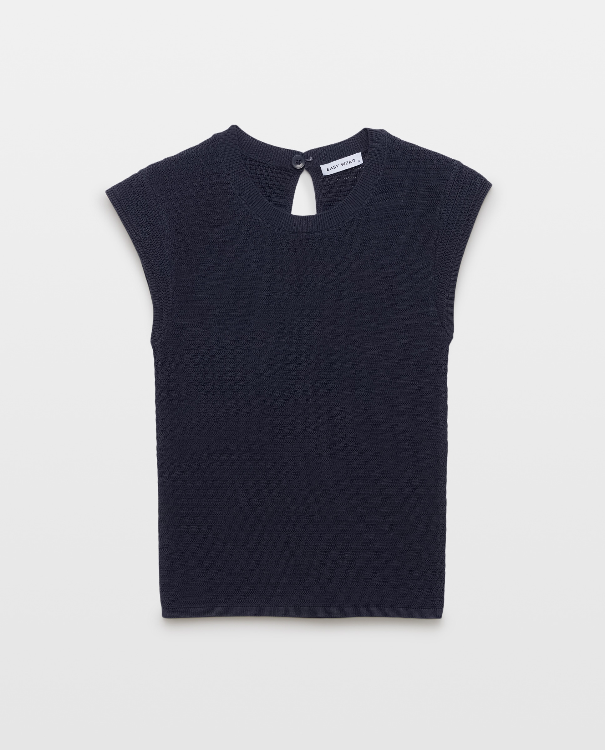 Camisola de Malha com Manga Caída Azul-marinho-4