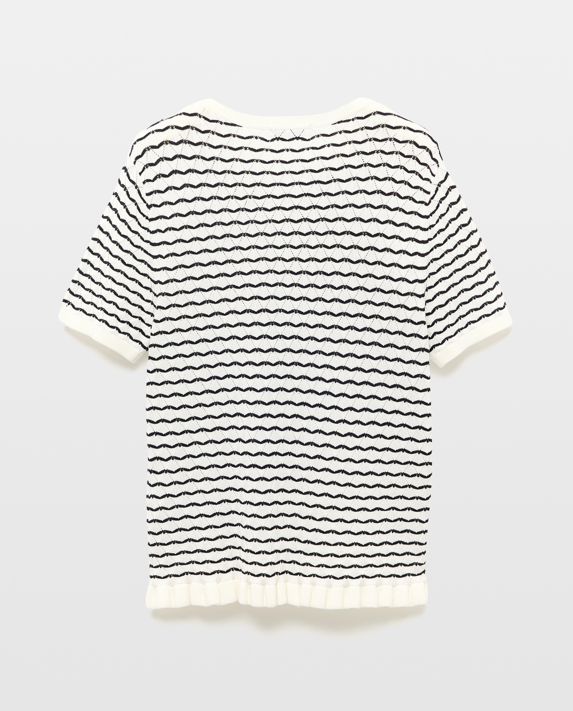 Camisola de Malha com Manga Curta e Estrutura Branco-marfim-6