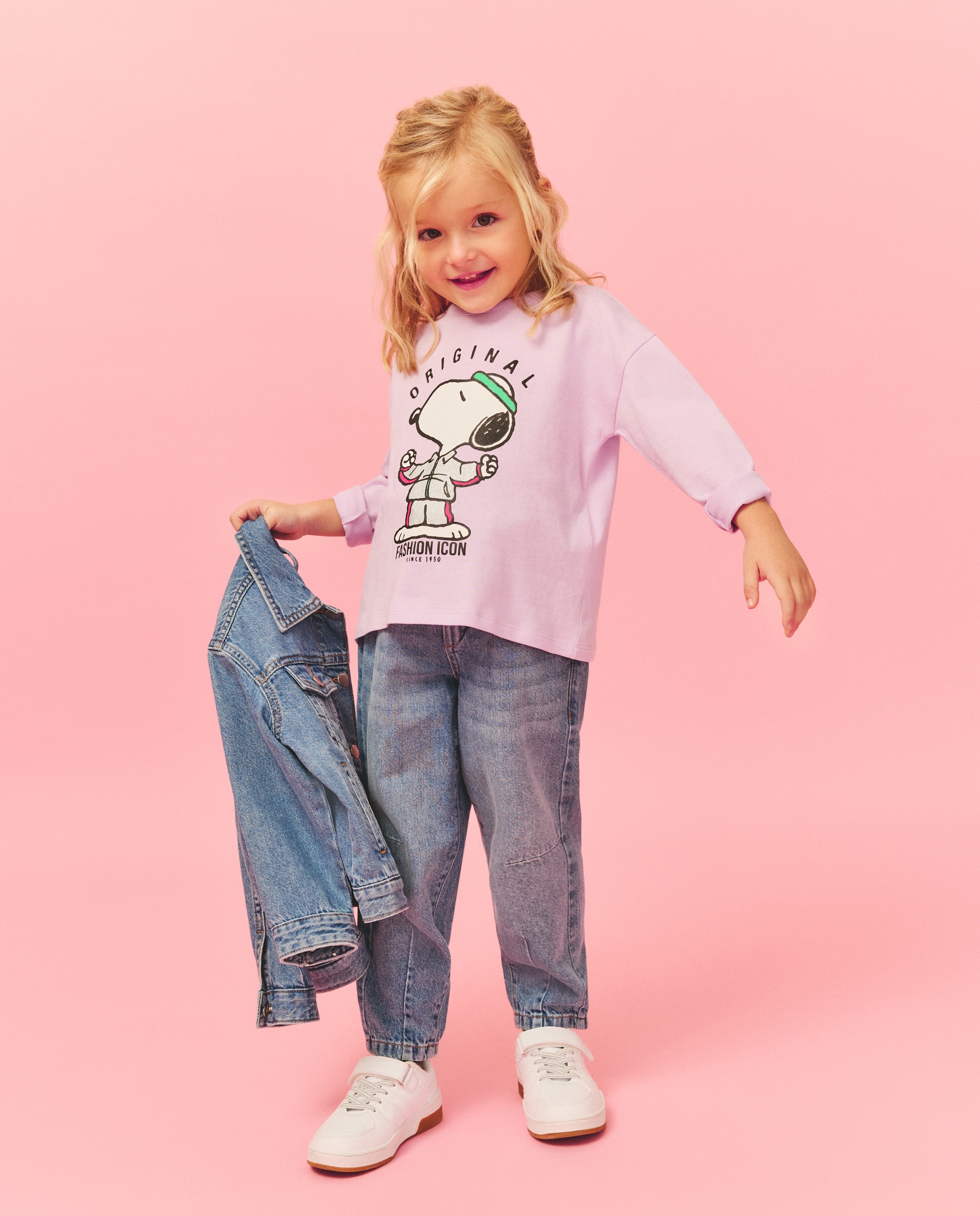 Imagem 0 de Camisola de Manga Comprida de Estampado Posicional Snoopy em Fato de Treino com Foil